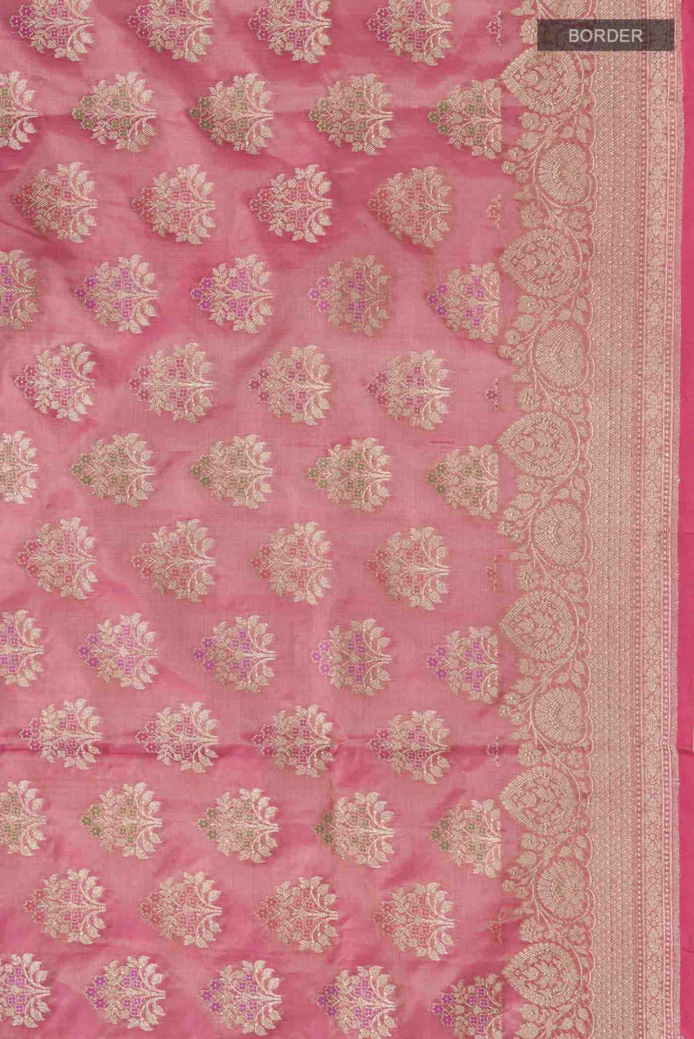 Coral Banarasi Silk Saree - Image 3