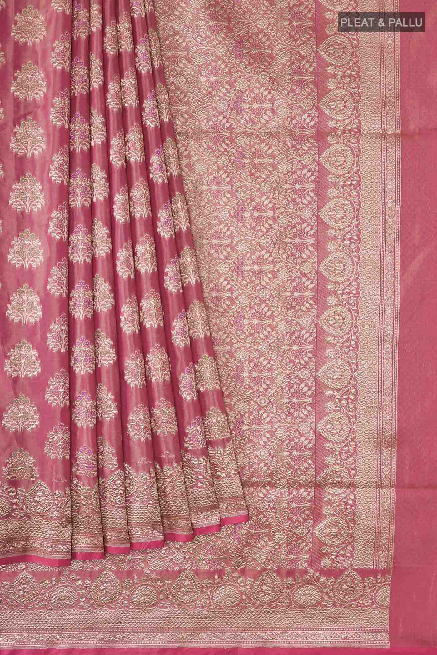 Coral Banarasi Silk Saree - Image 4