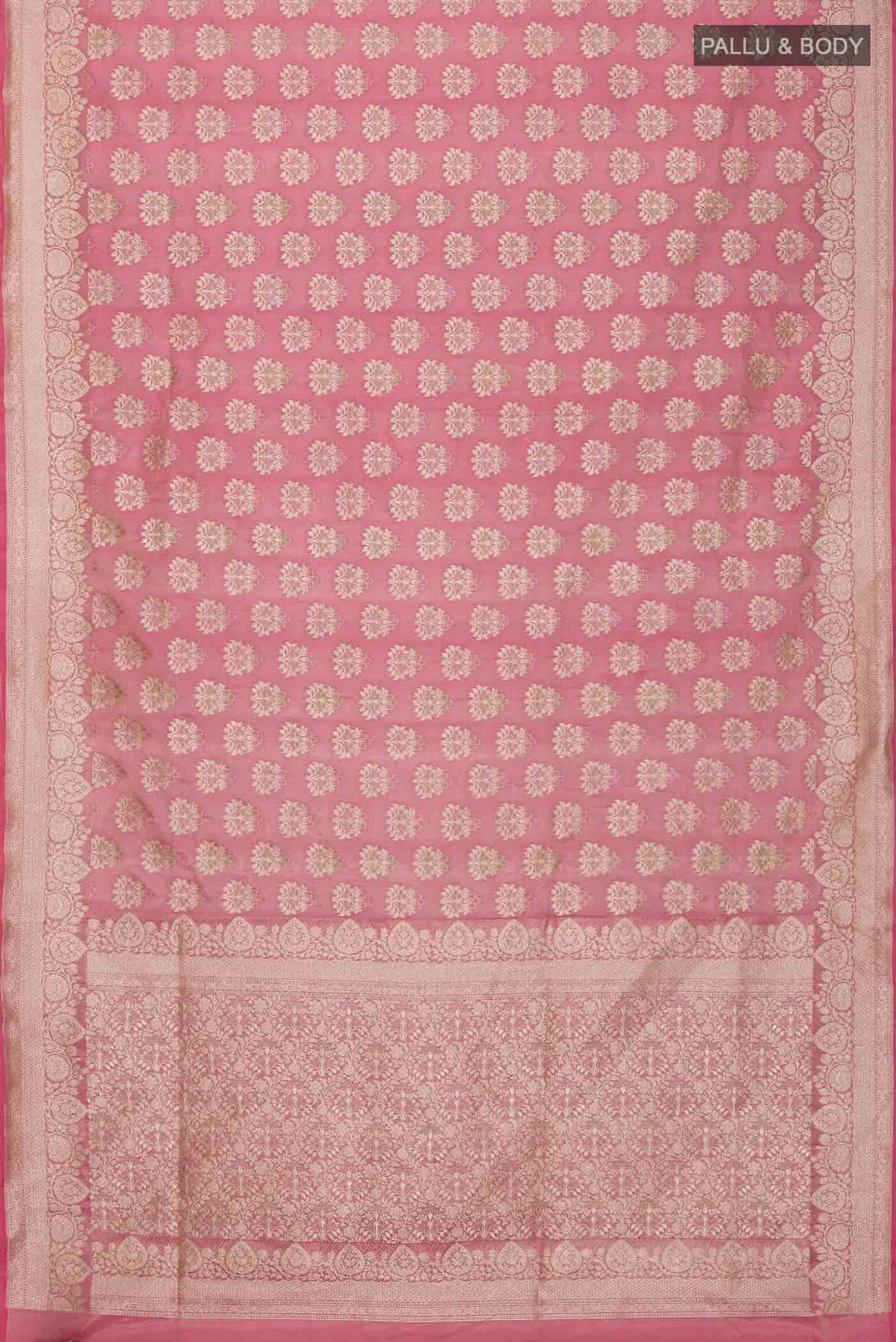 Coral Banarasi Silk Saree - Image 6