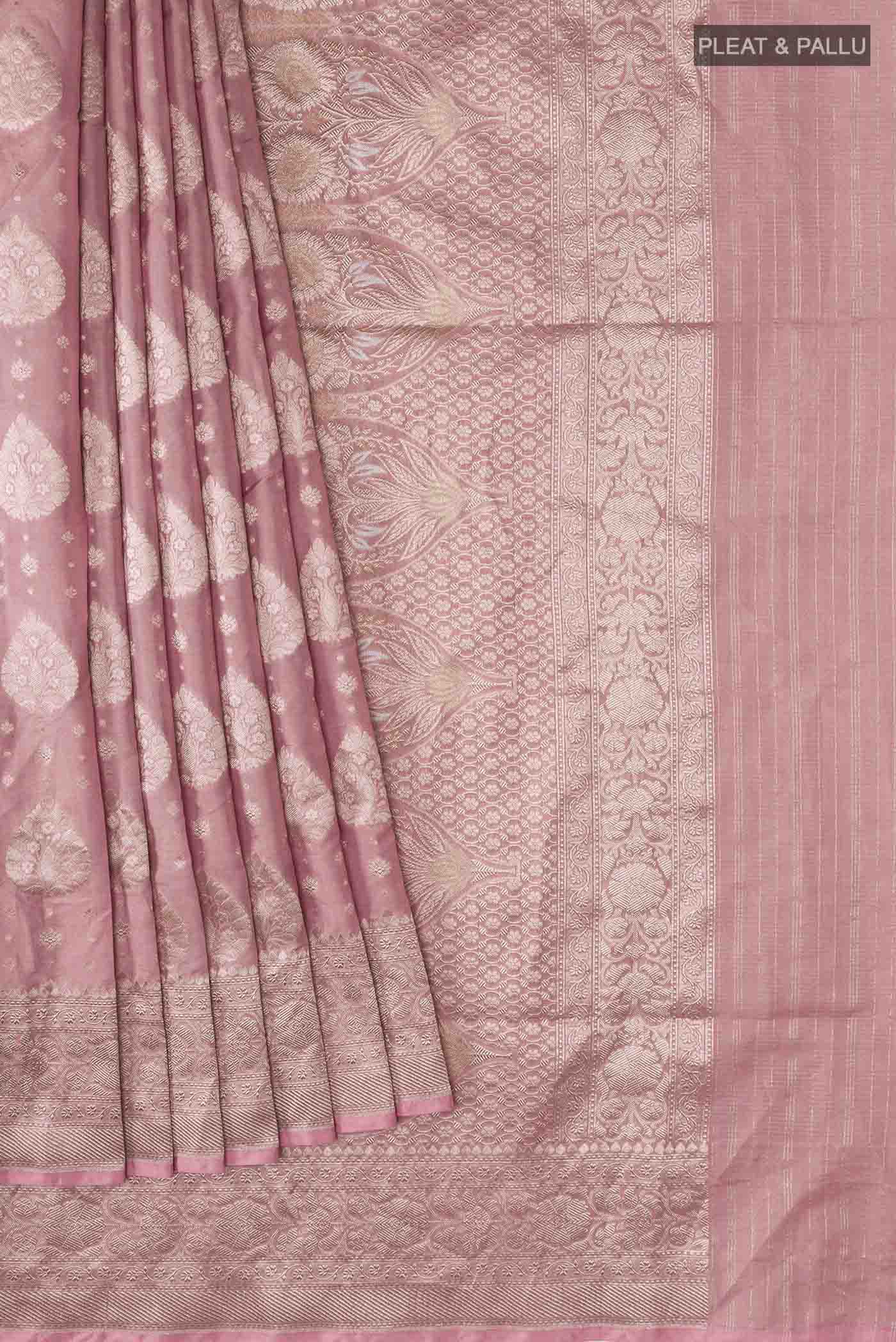 Coral Banarasi Silk Saree - Image 4