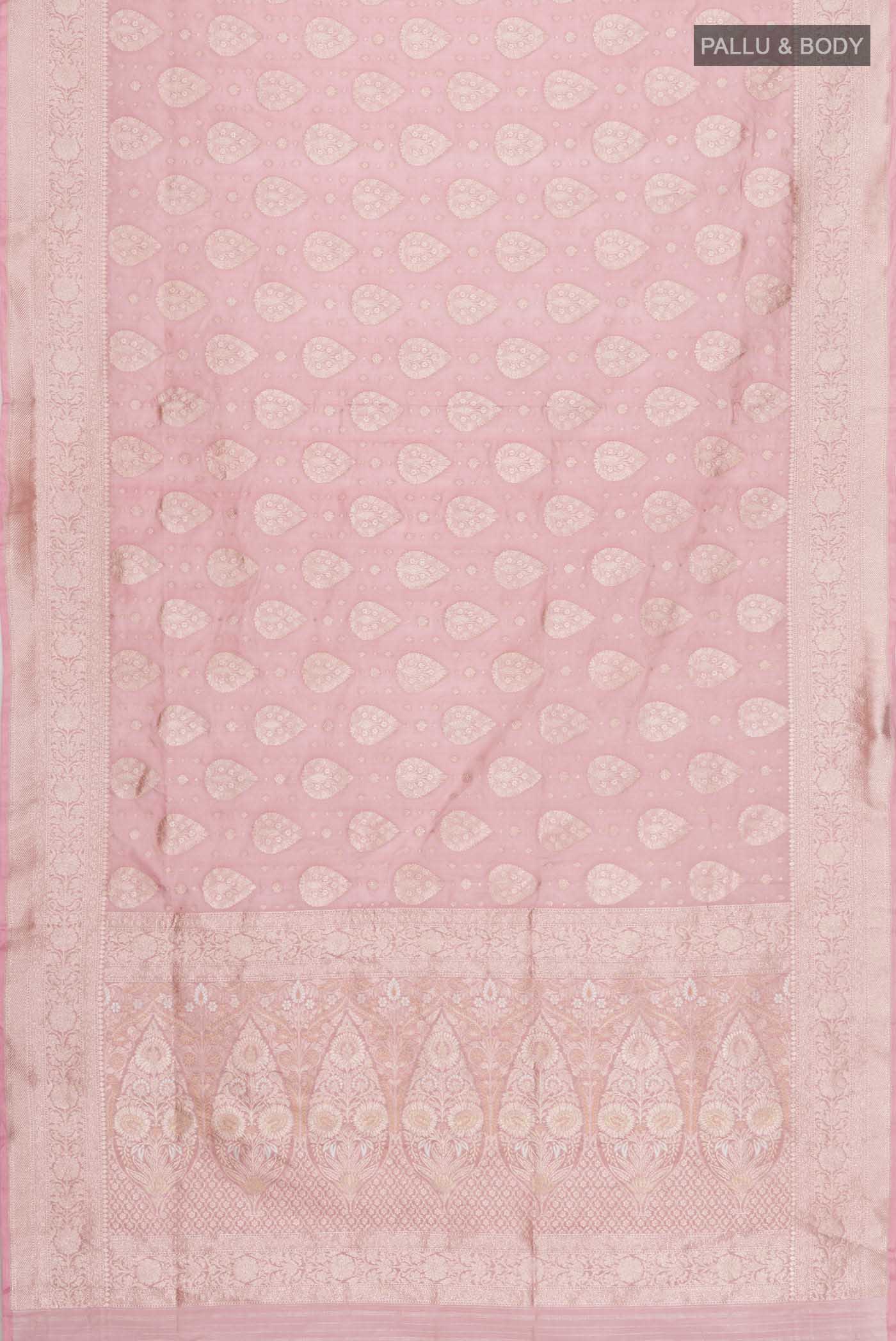 Coral Banarasi Silk Saree - Image 6