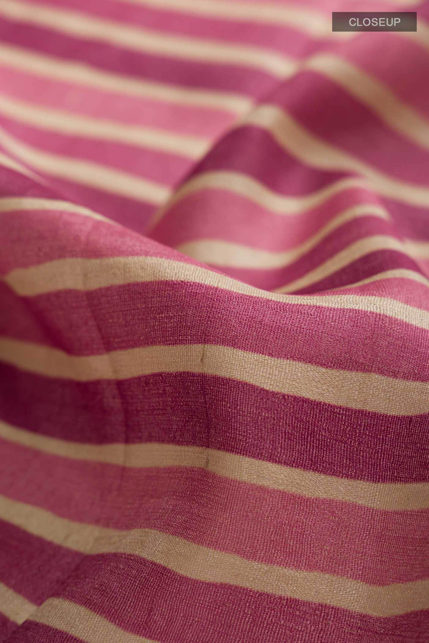Coral Bhagalpuri Tussar Silk Saree - Image 3