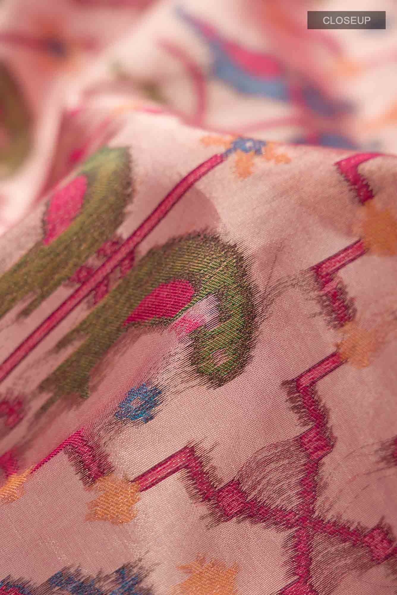 Coral Blended Tissue Silk Saree - Image 2