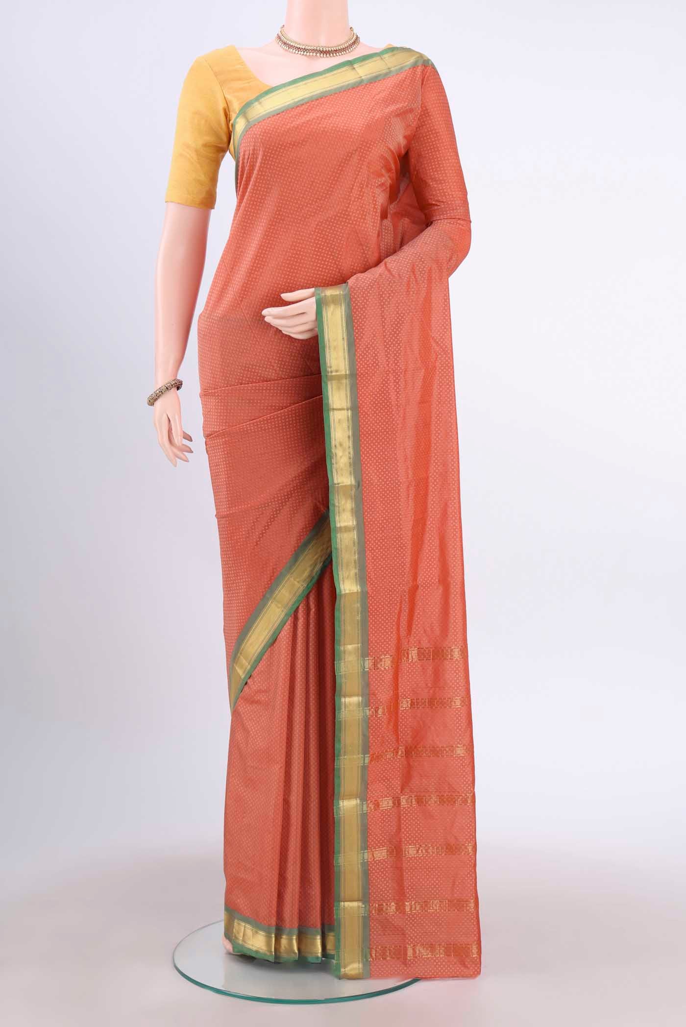Coral Dual Tone Blended Bangalore Silk Saree