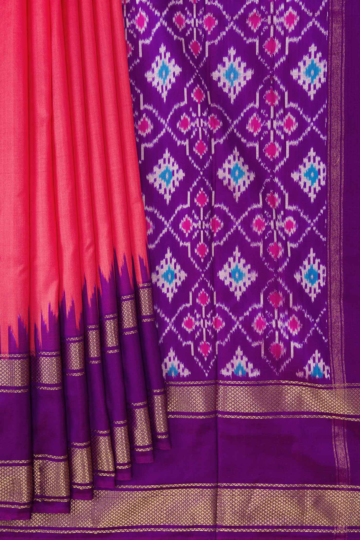 Pink Pochampally Silk Saree - Image 4