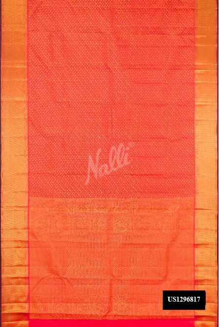 Coral Dual Tone Kanchipuram Silk Saree