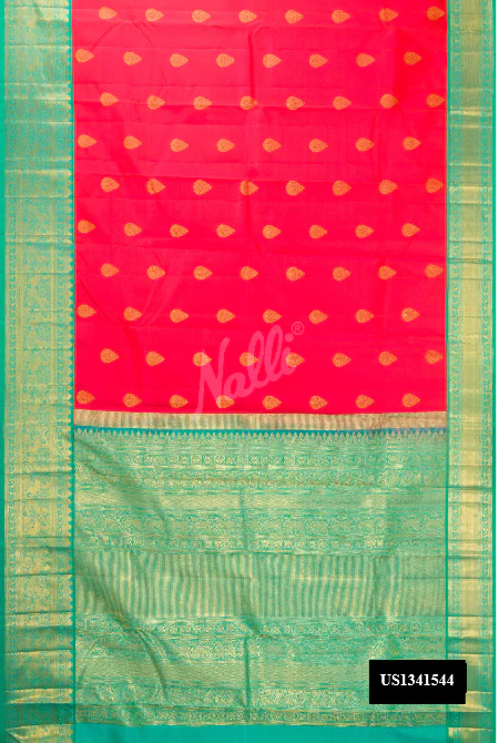 Coral Dual Tone Kanchipuram Silk Saree