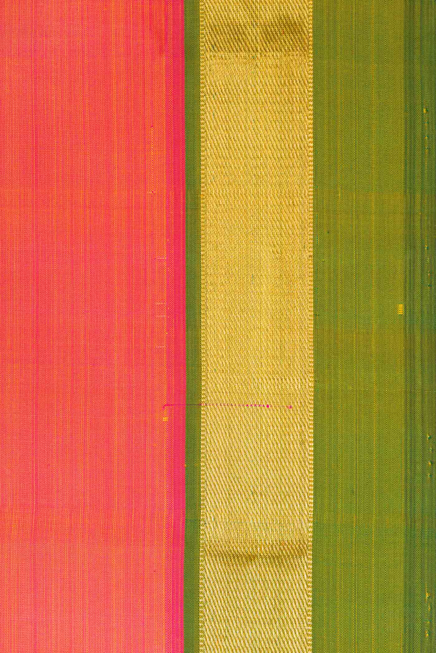 Pink with Mustard Color Kanjivaram Silk Saree - Image 3