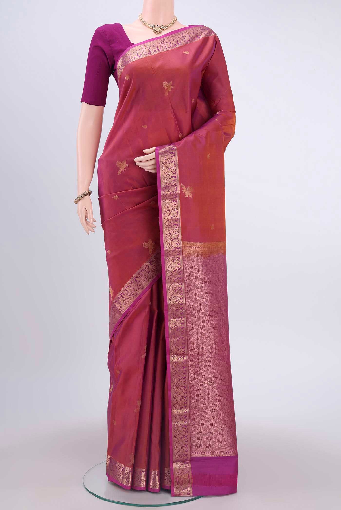 Coral Dual Tone Nangavalli Silk [ Salem ] Saree