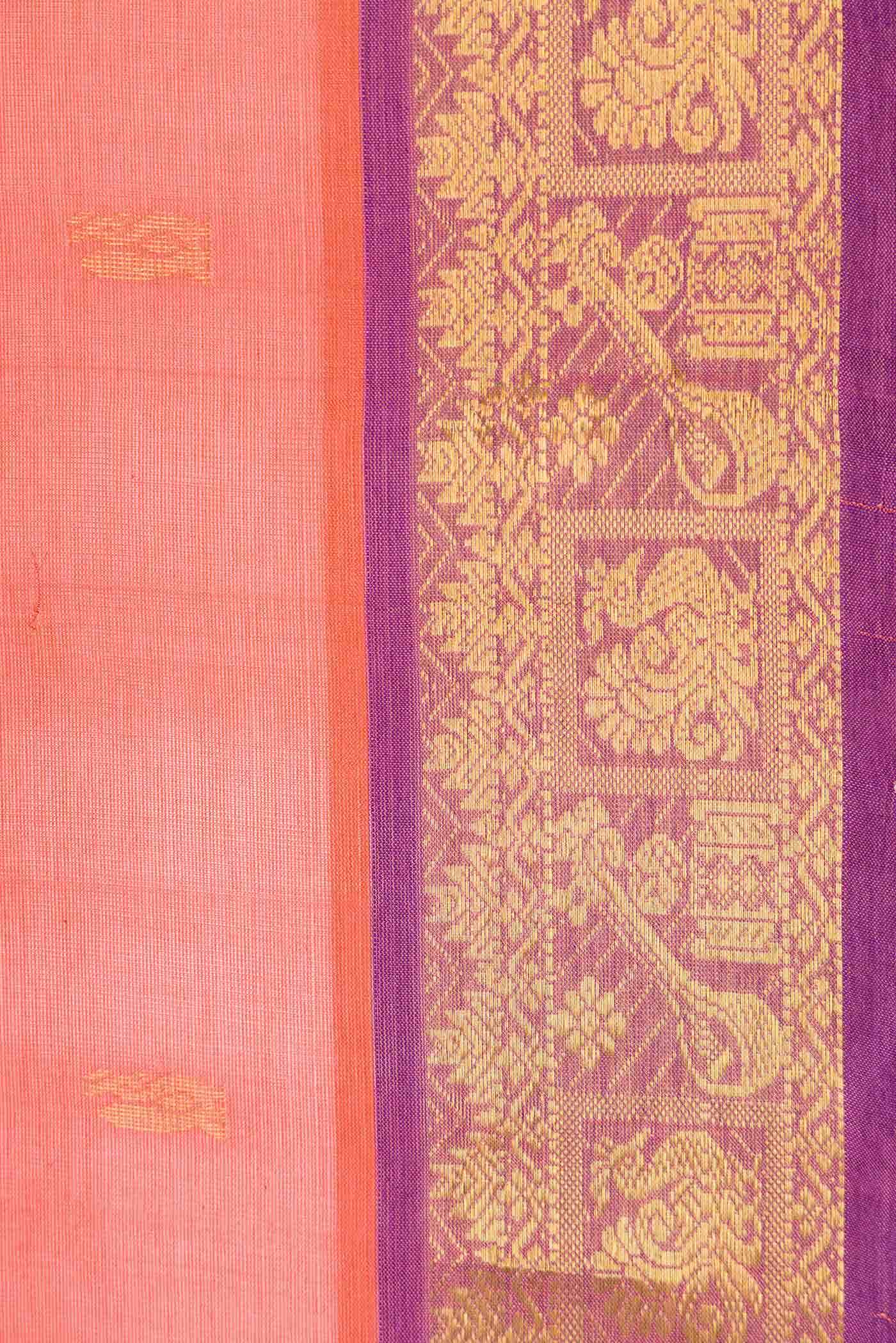 Coral Dual Tone Silk Cotton Saree - Image 3