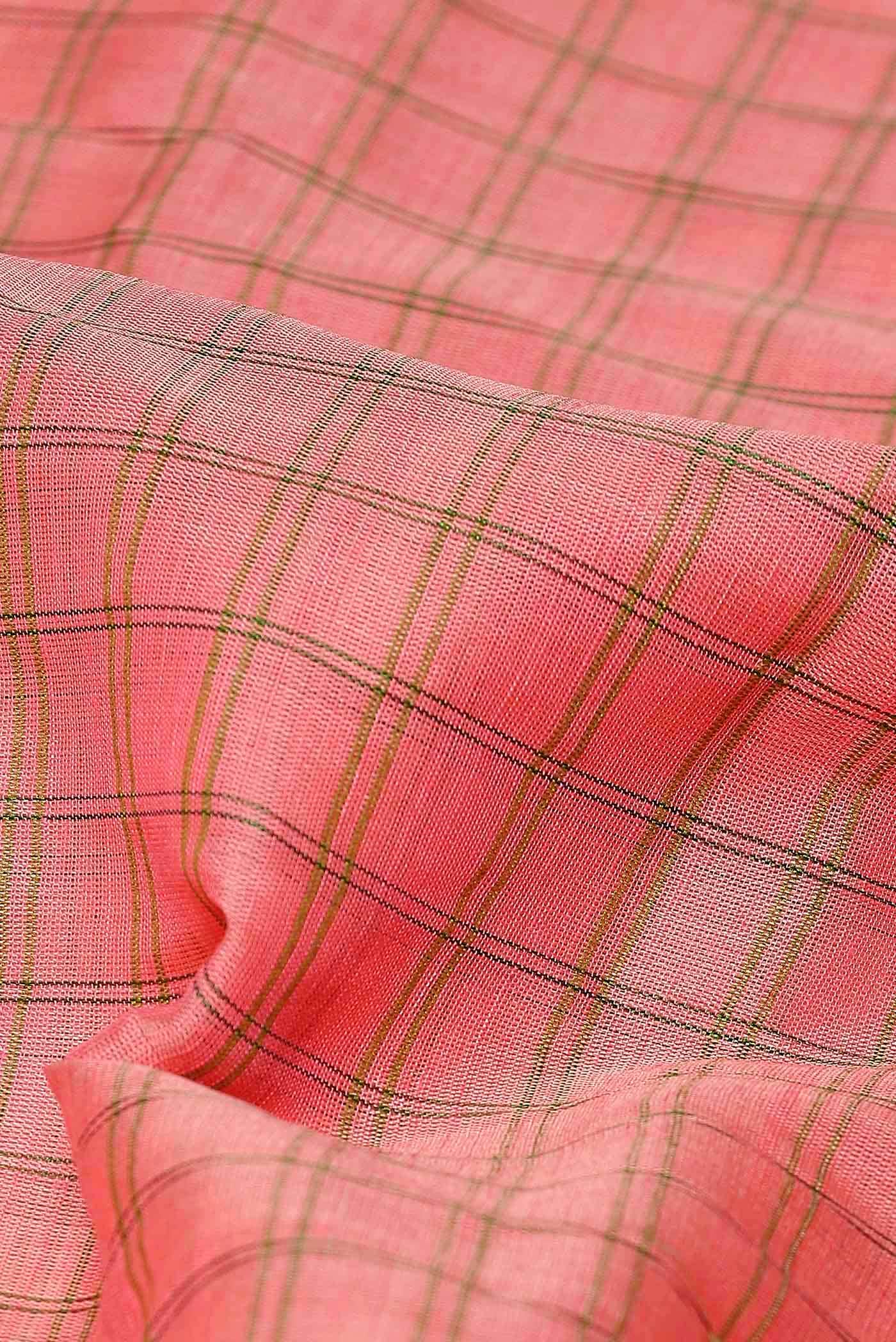 Coral Gadwal Silk Cotton Saree - Image 3