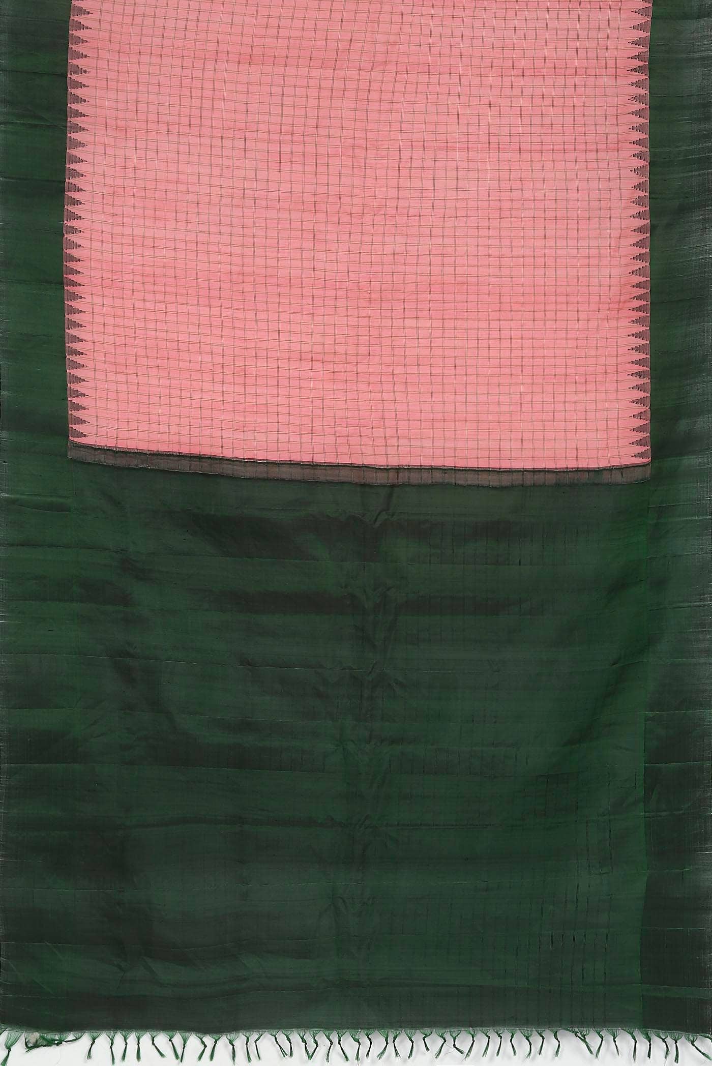 Coral Gadwal Silk Cotton Saree - Image 4