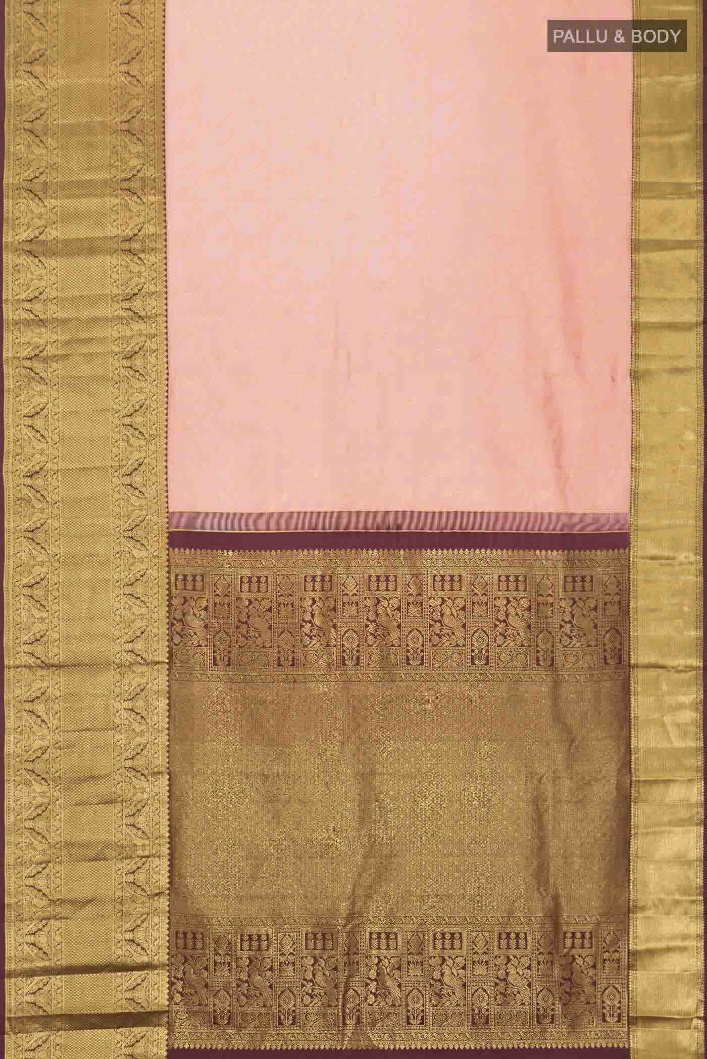 Coral Kanjivaram Silk Saree - Image 6