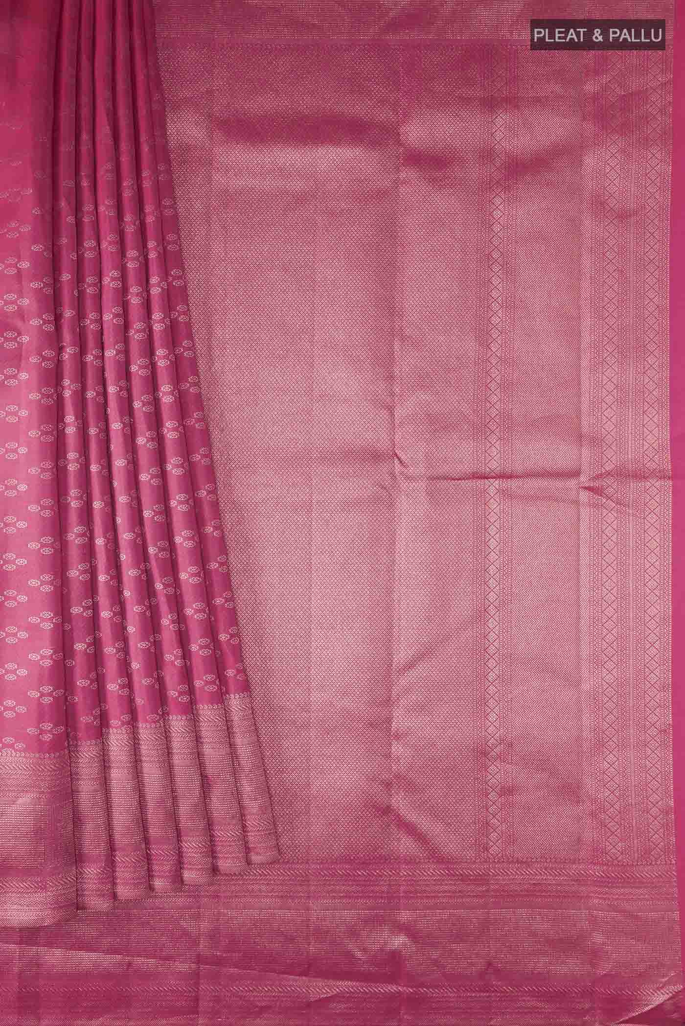 Coral Kanchipuram Silk Saree - Image 4