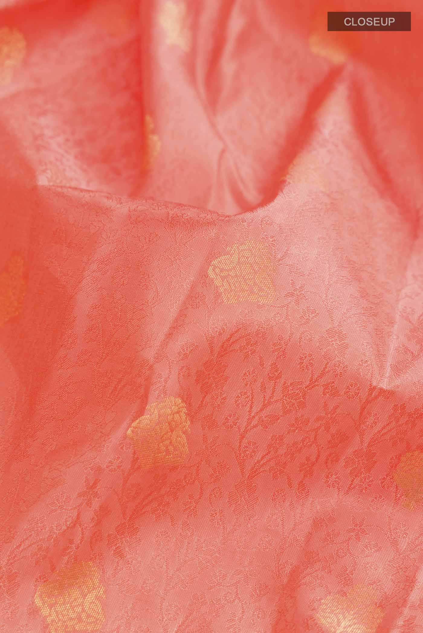 Coral Kanchipuram Silk Saree - Image 2