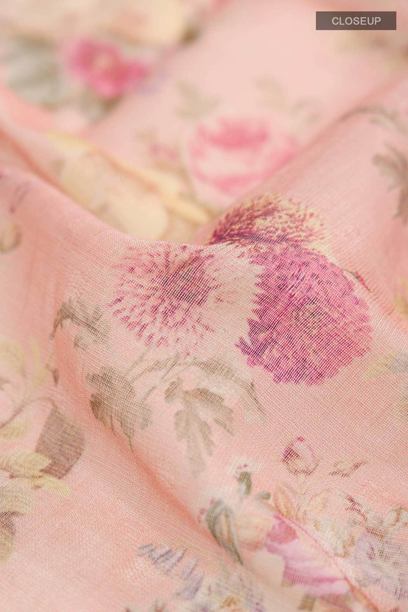 Coral Linen Saree - Image 2