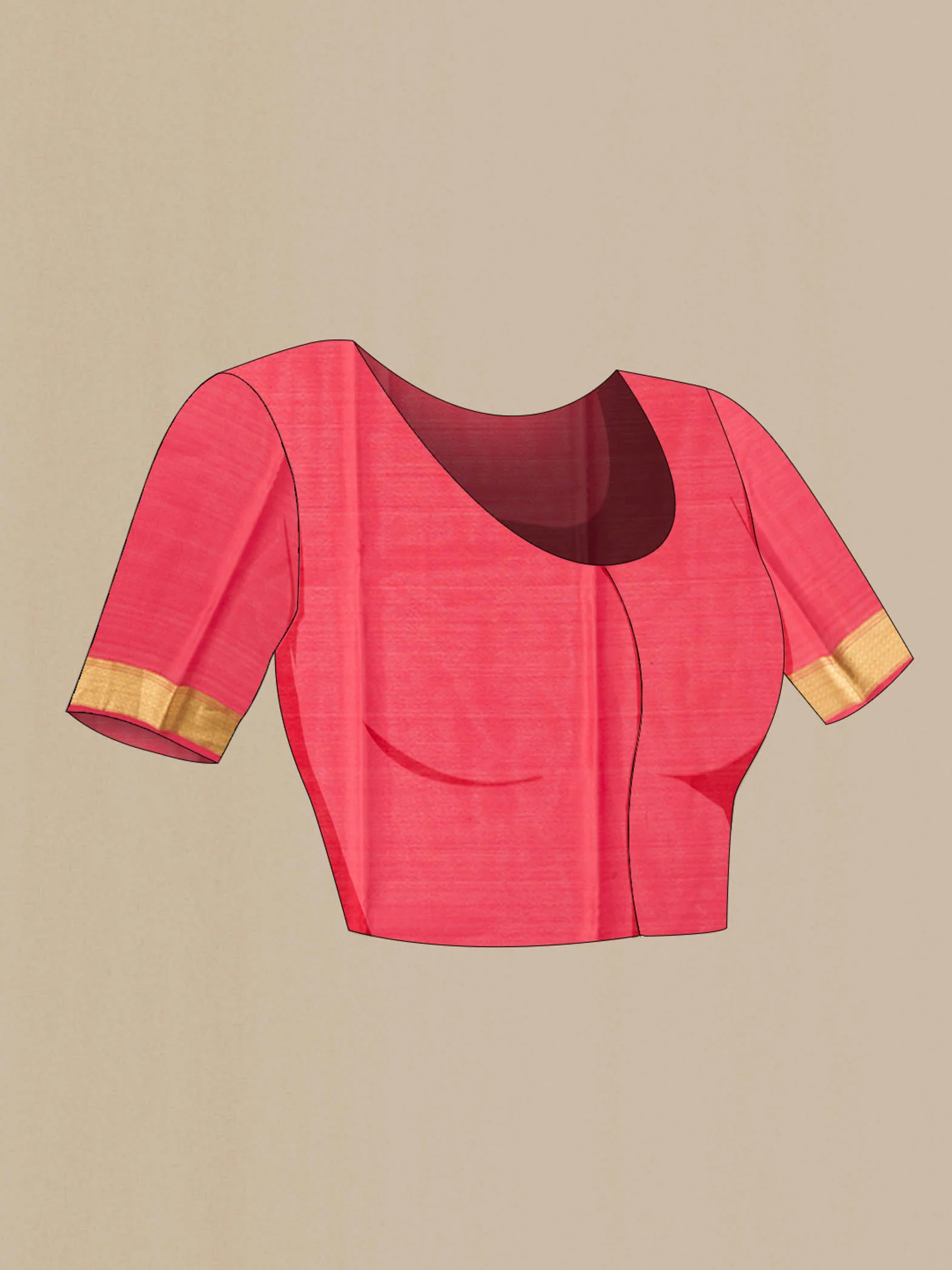 Coral Mysore Crepe Saree - Image 4