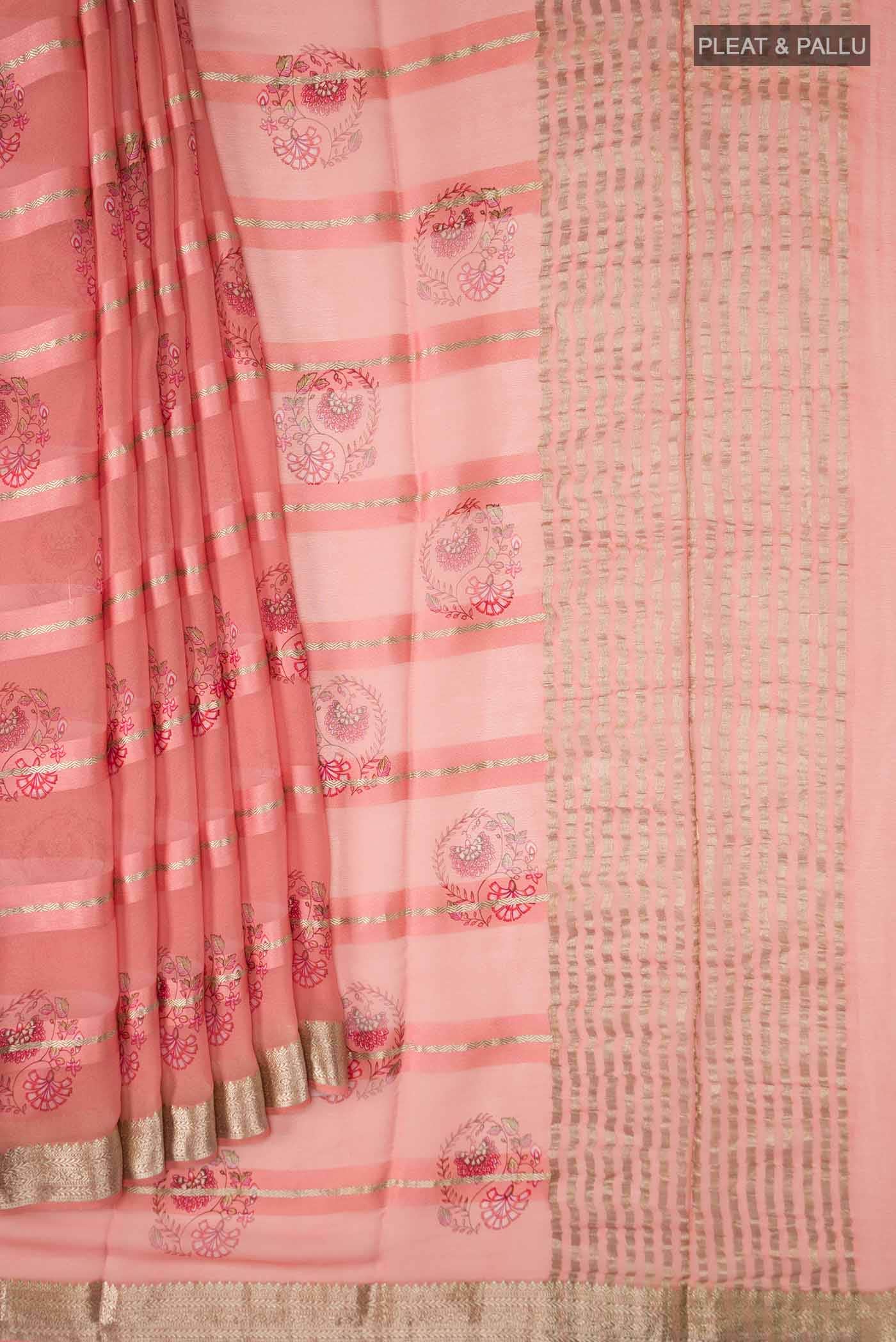 Coral Mysore Georgette Saree - Image 2