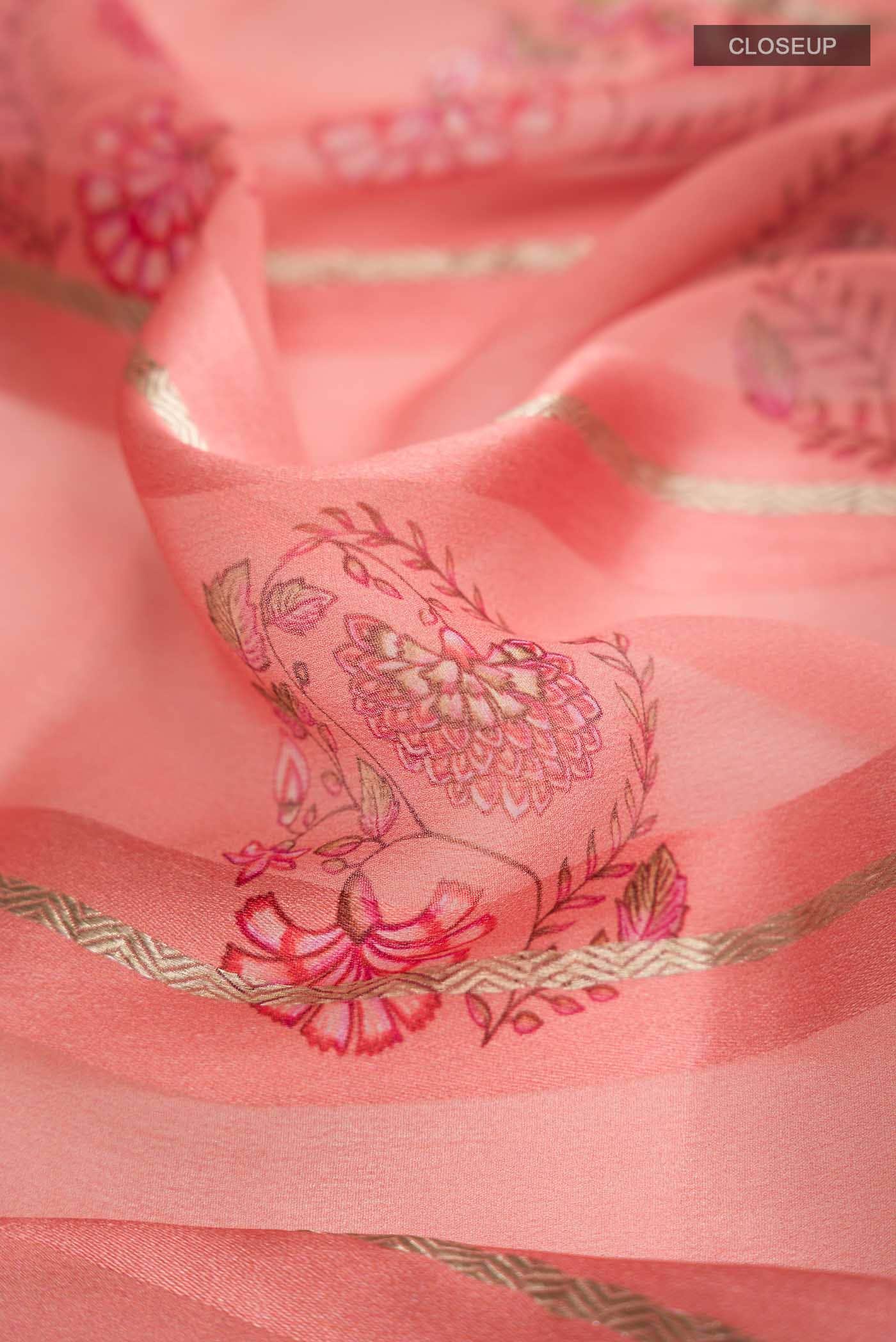 Coral Mysore Georgette Saree - Image 3