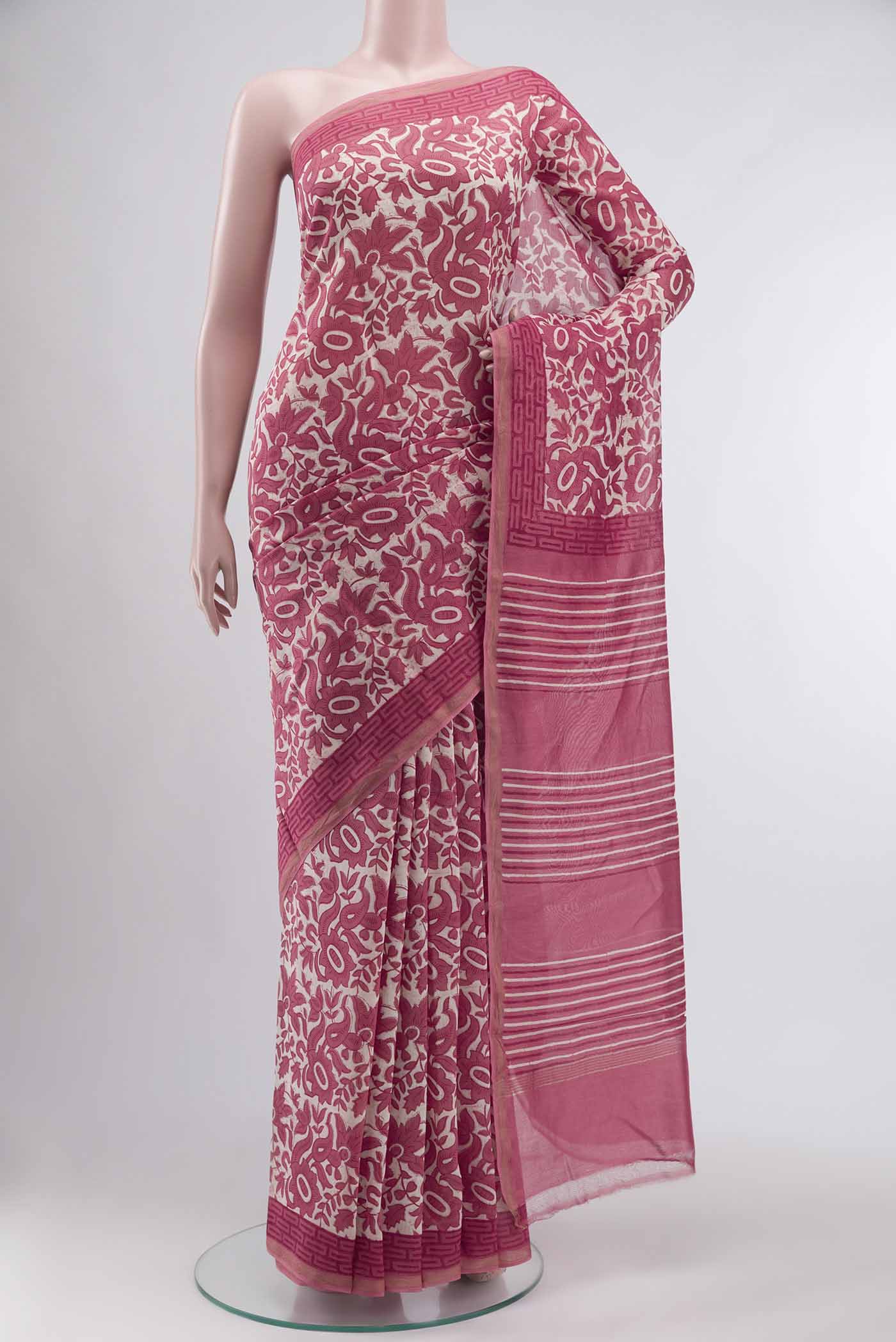 Coral Silk Cotton Saree