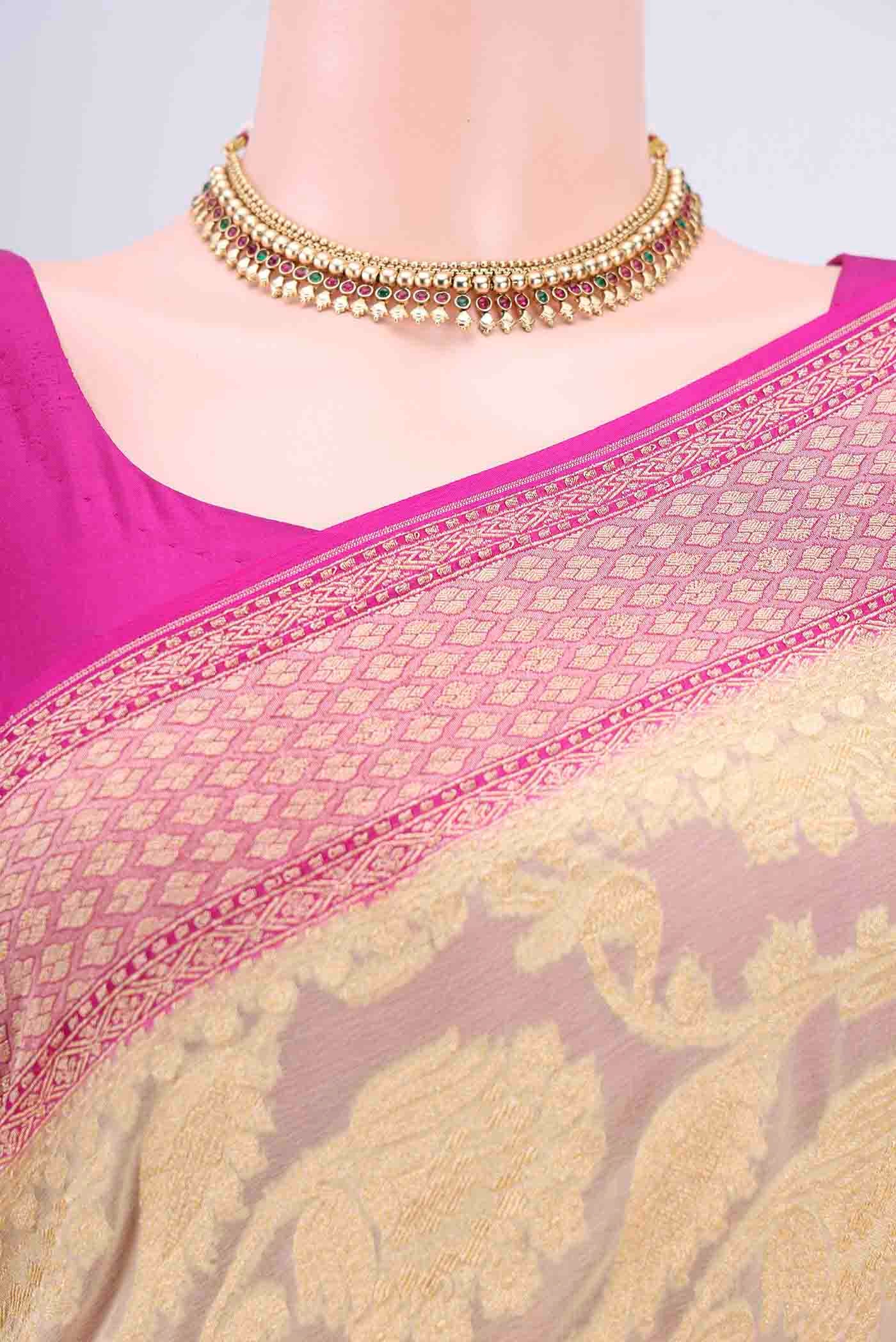 Cream Banarasi Georgette Saree - Image 2