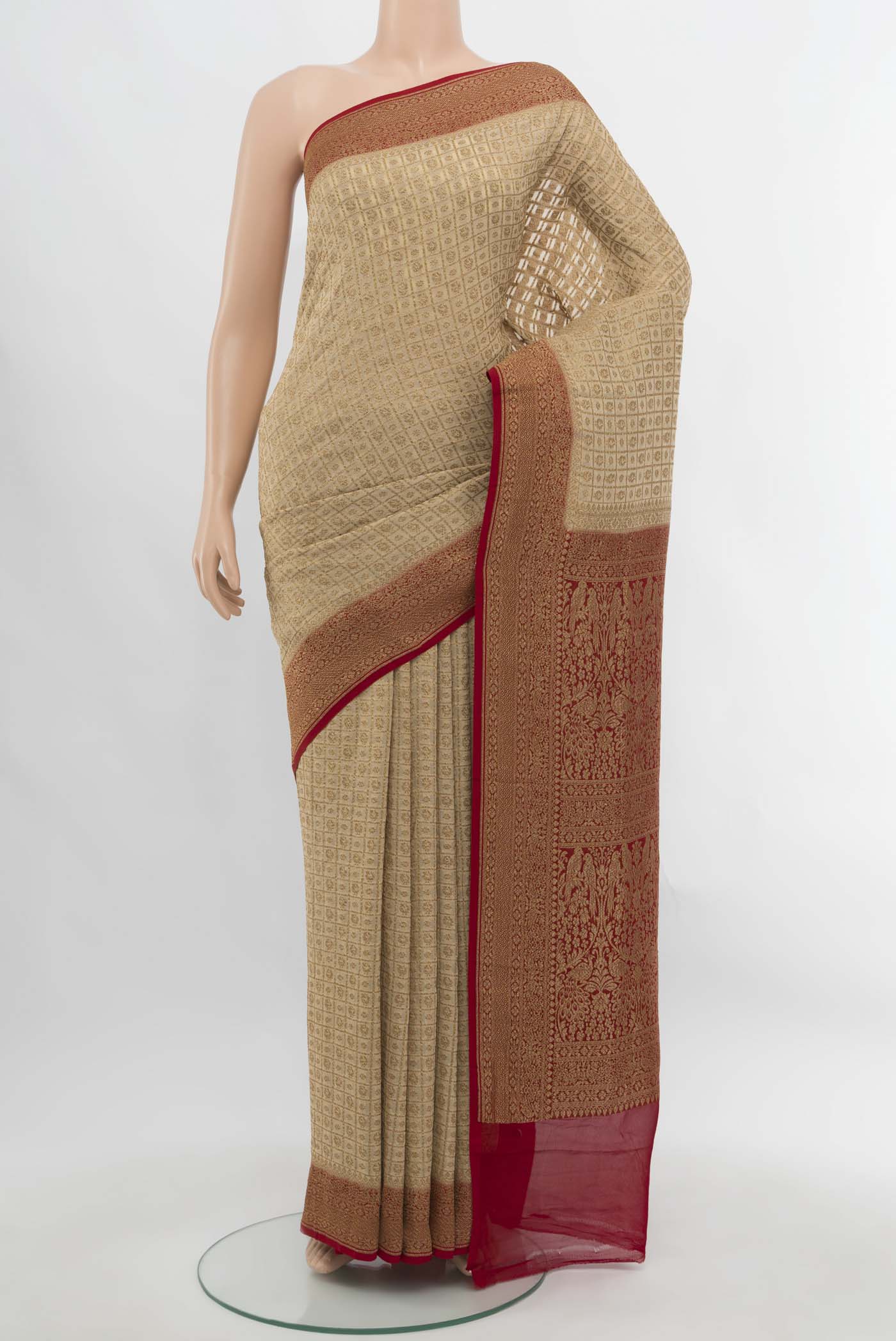 Beige Banarasi Georgette Saree
