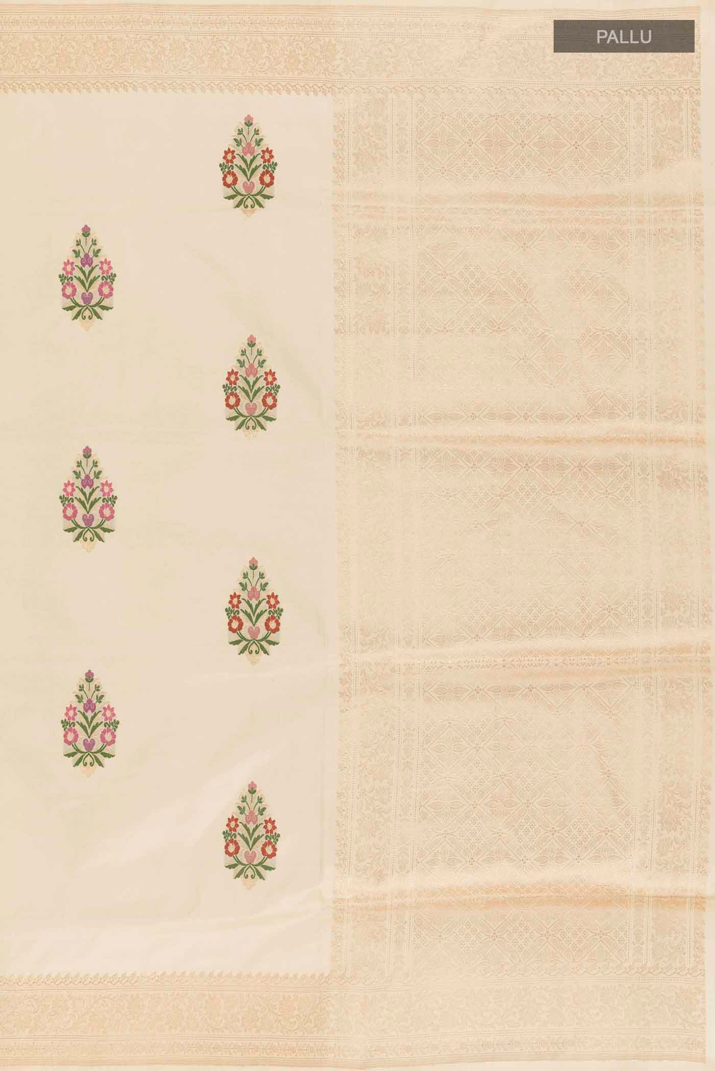 Cream Banarasi Silk Saree - Image 7