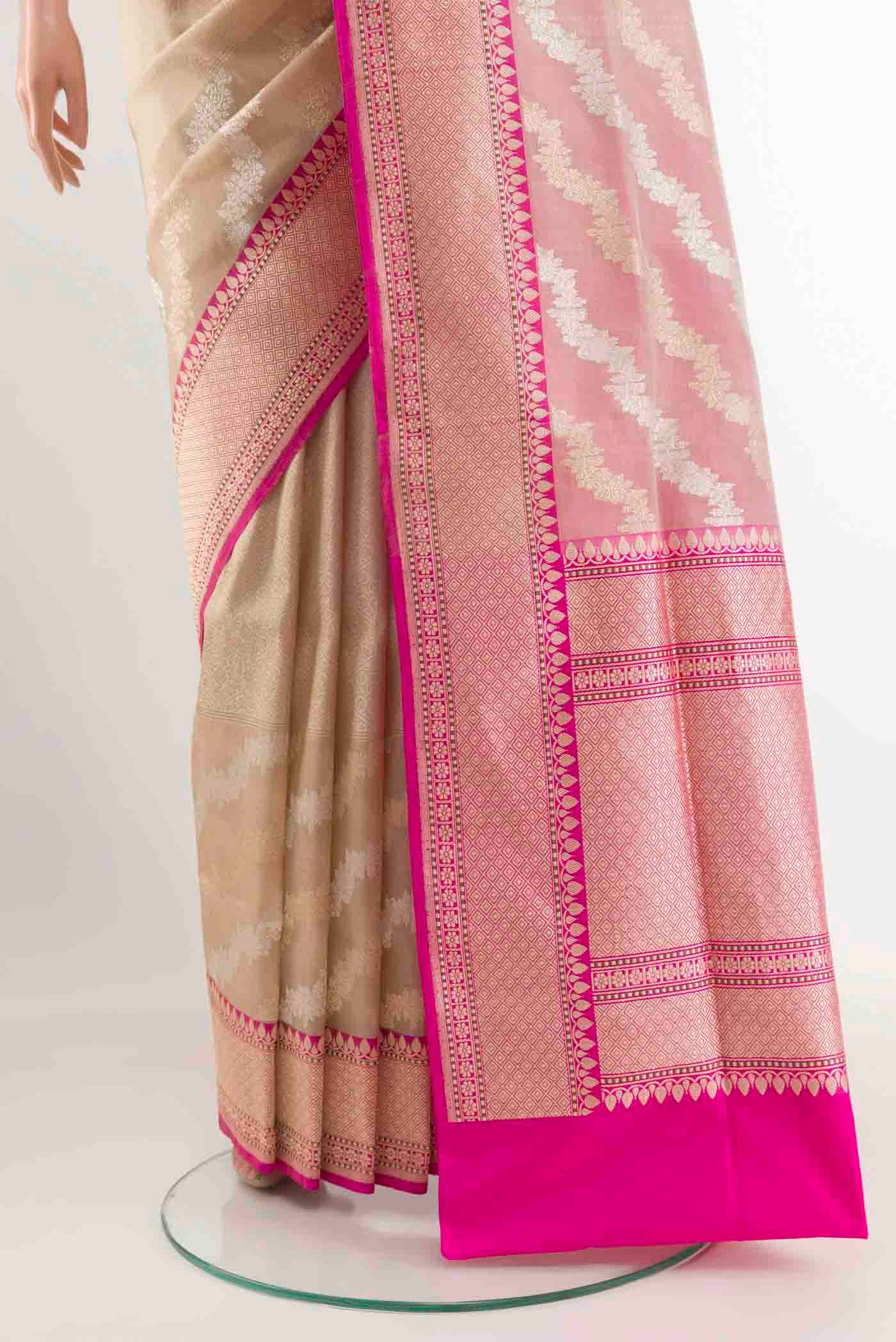 Cream Banarasi Silk Saree - Image 3