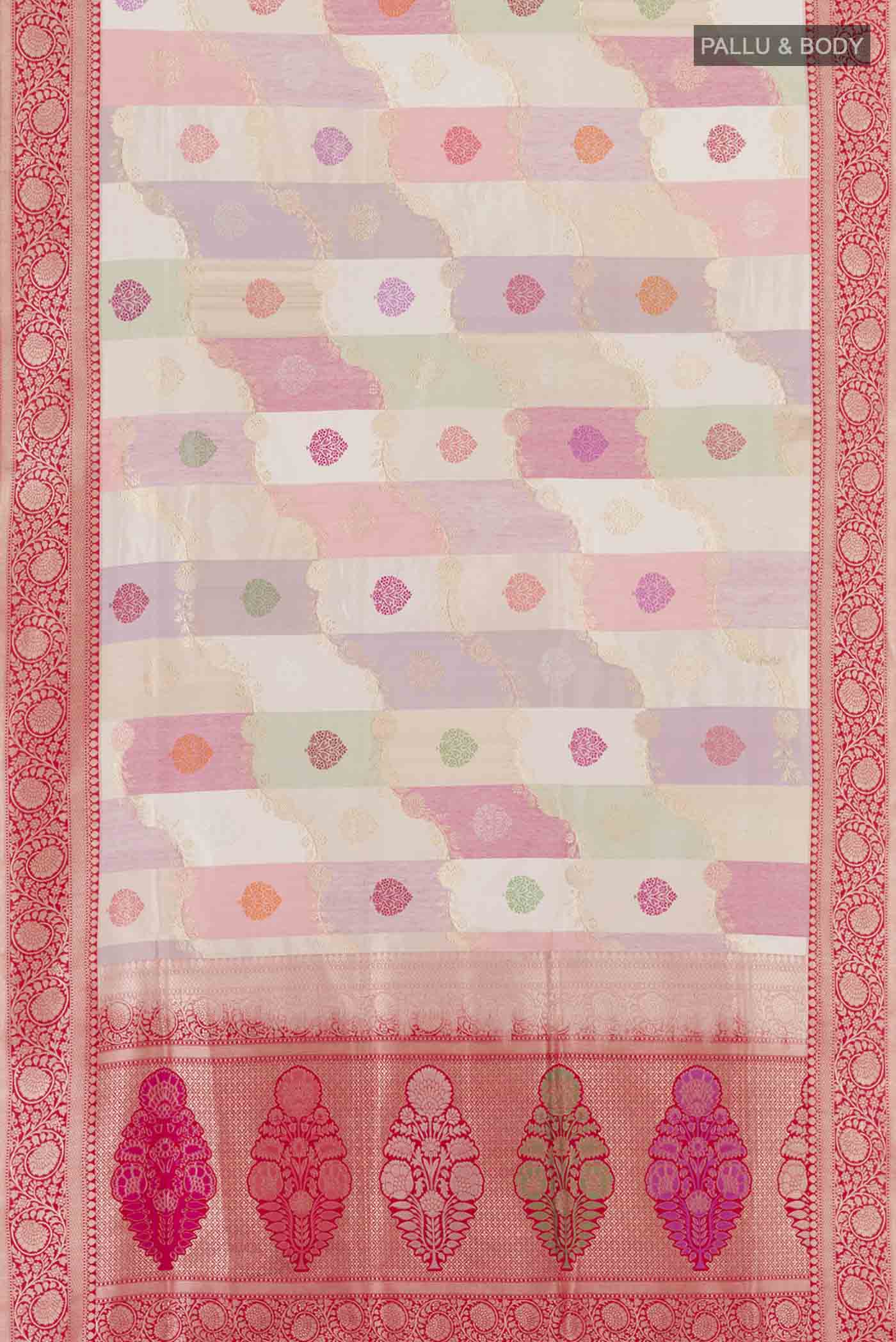 Cream Banarasi Silk Saree - Image 4