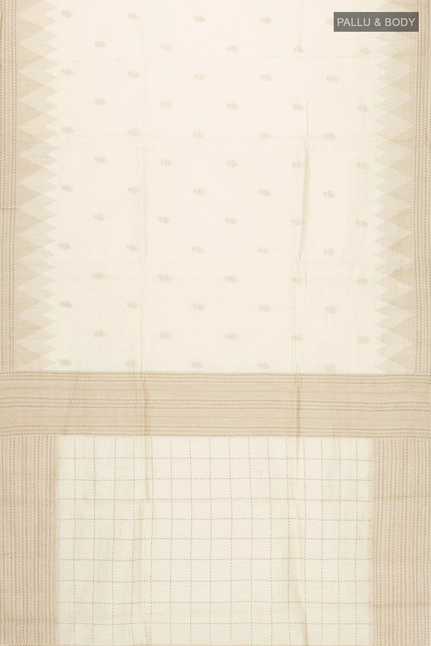 Cream Bhagalpuri Tussar Silk Saree - Image 6