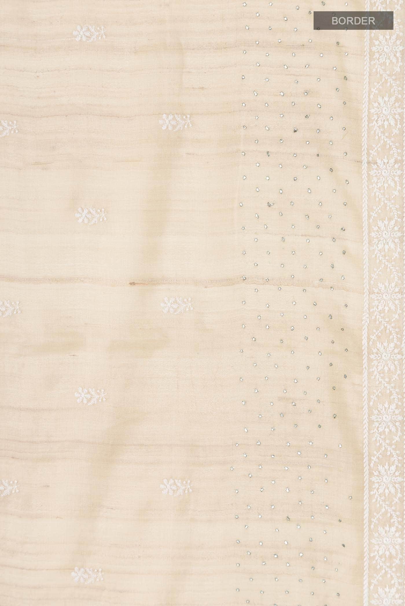 Cream Bhagalpuri Tussar Silk Saree - Image 4