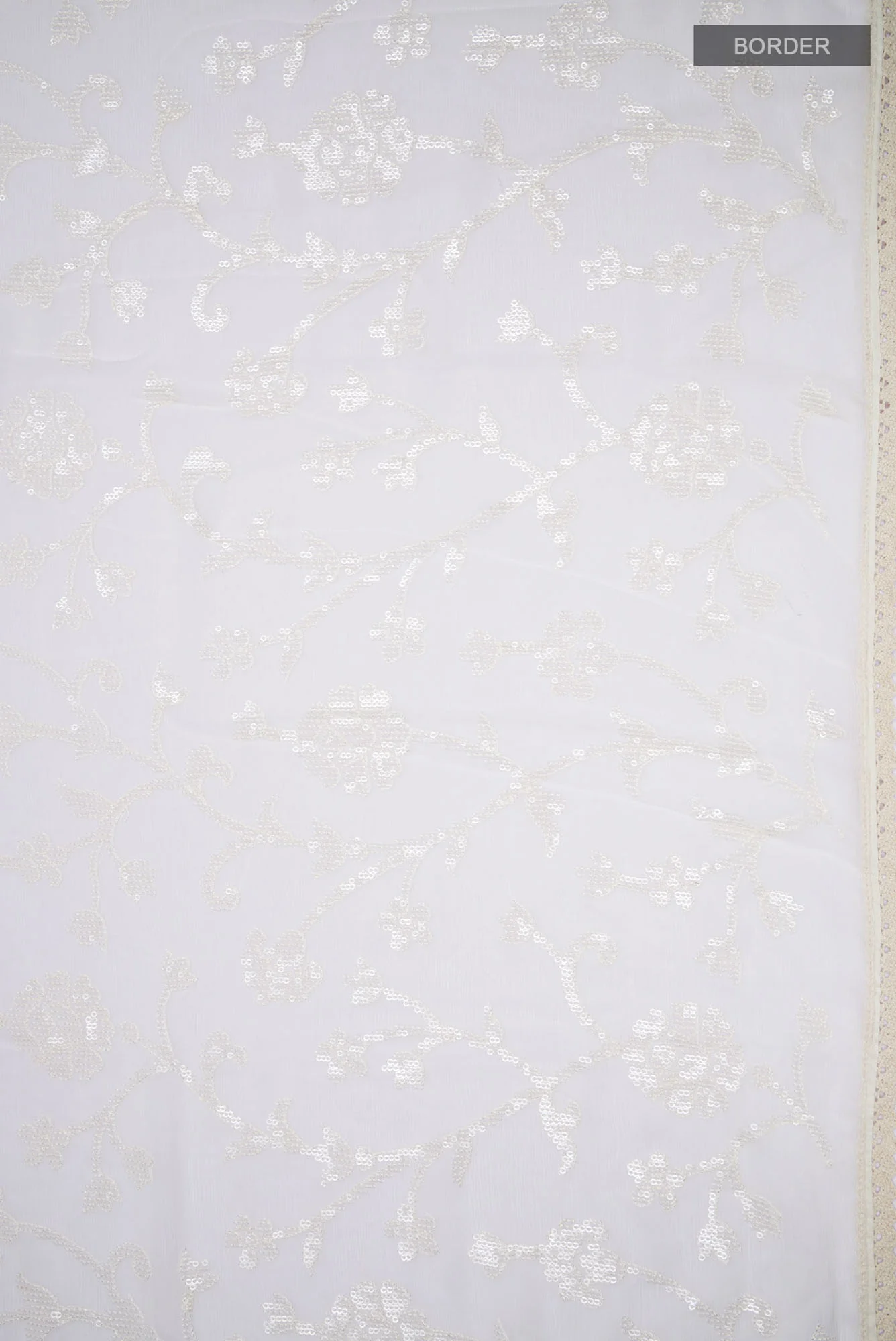 Cream Blended Chiffon Saree - Image 3