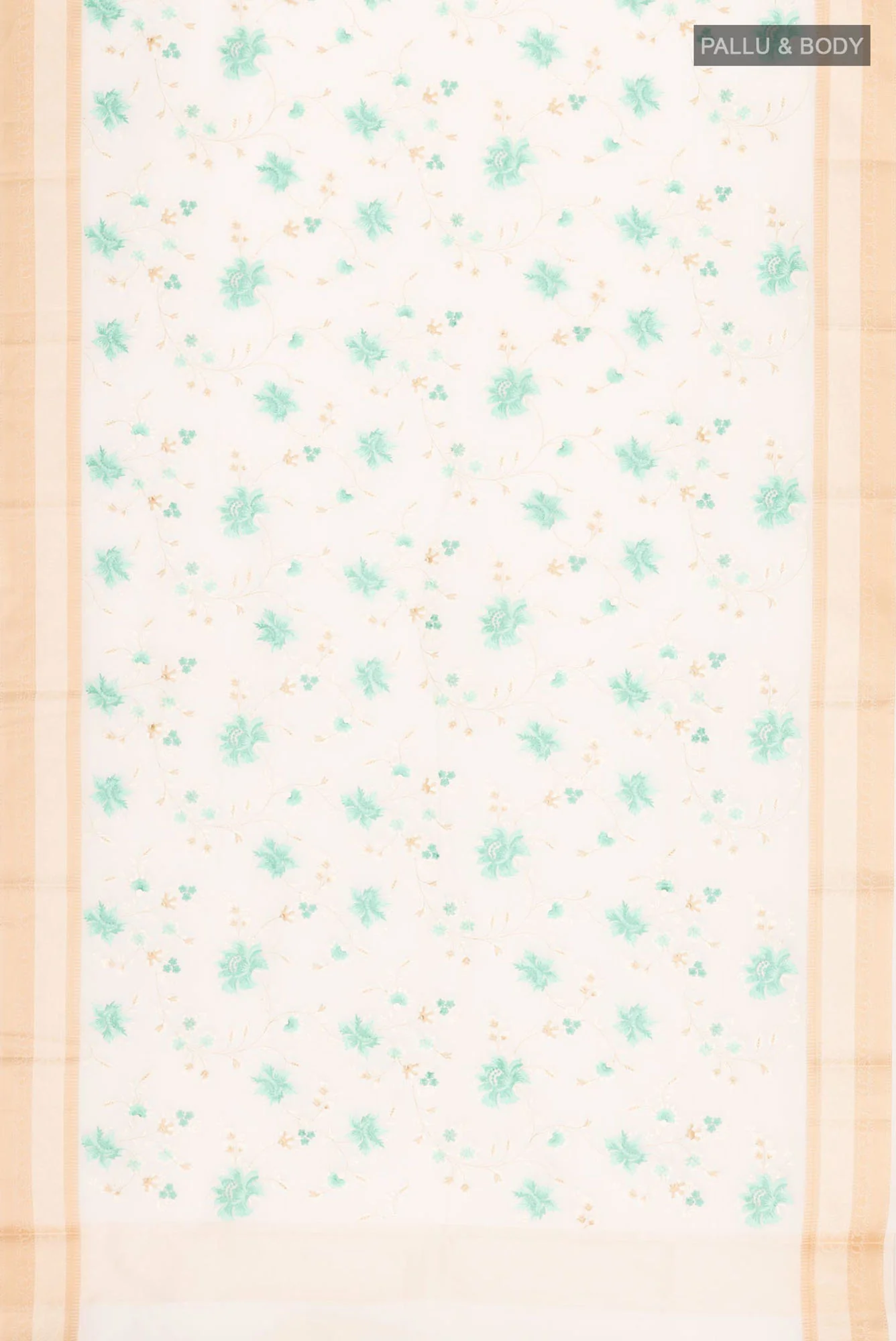 Cream Blended Kota Cotton Saree - Image 5