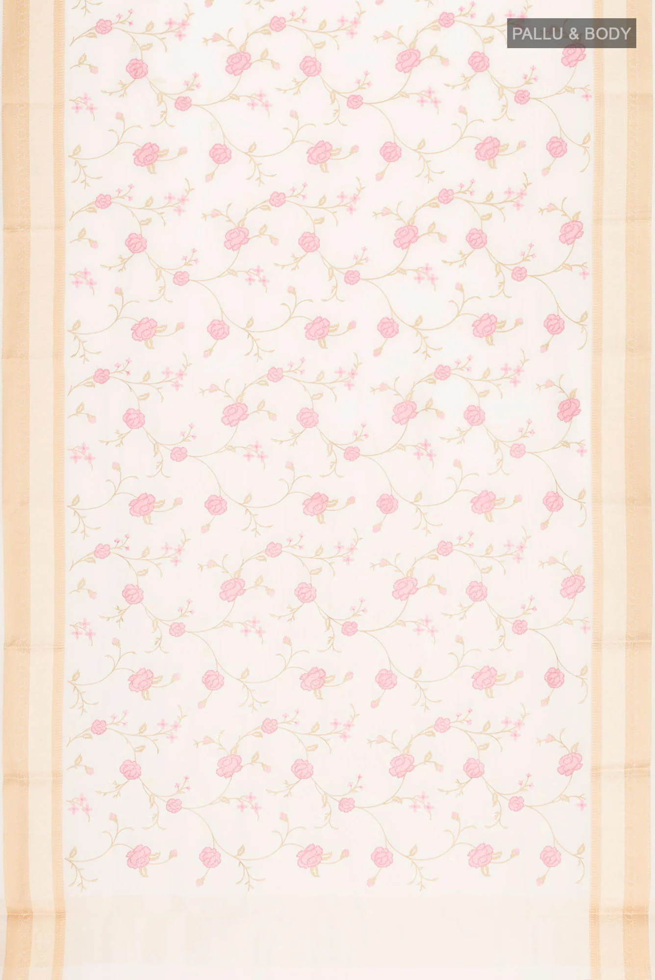 Cream Blended Kota Cotton Saree - Image 5