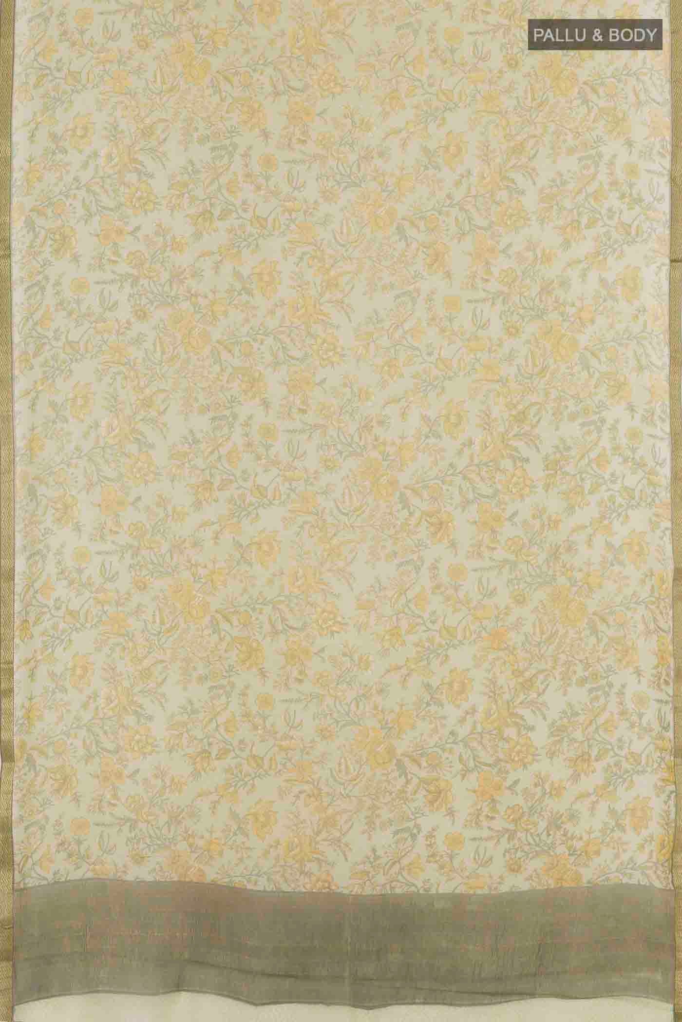 Cream Mysore Chiffon Saree - Image 3