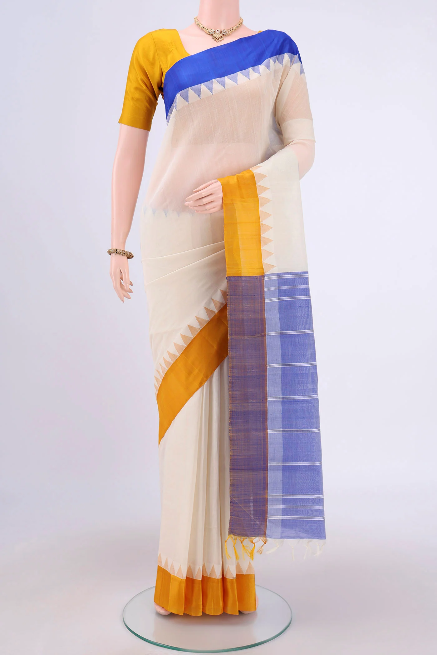 Cream Kanchi Cotton Saree