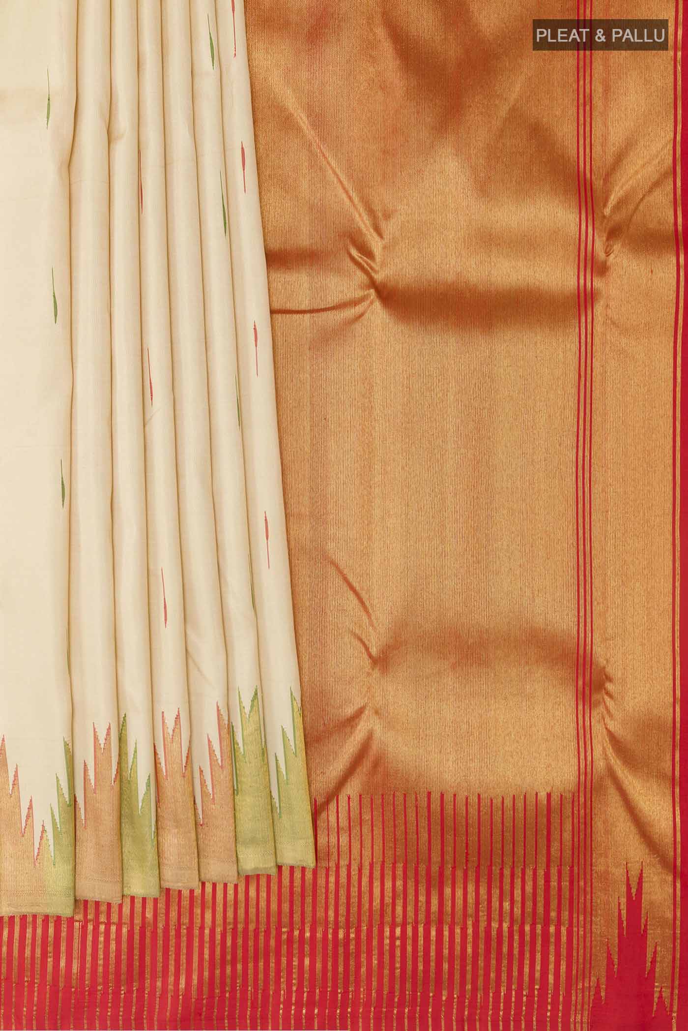 Cream Kanjivaram Silk Saree - Image 4