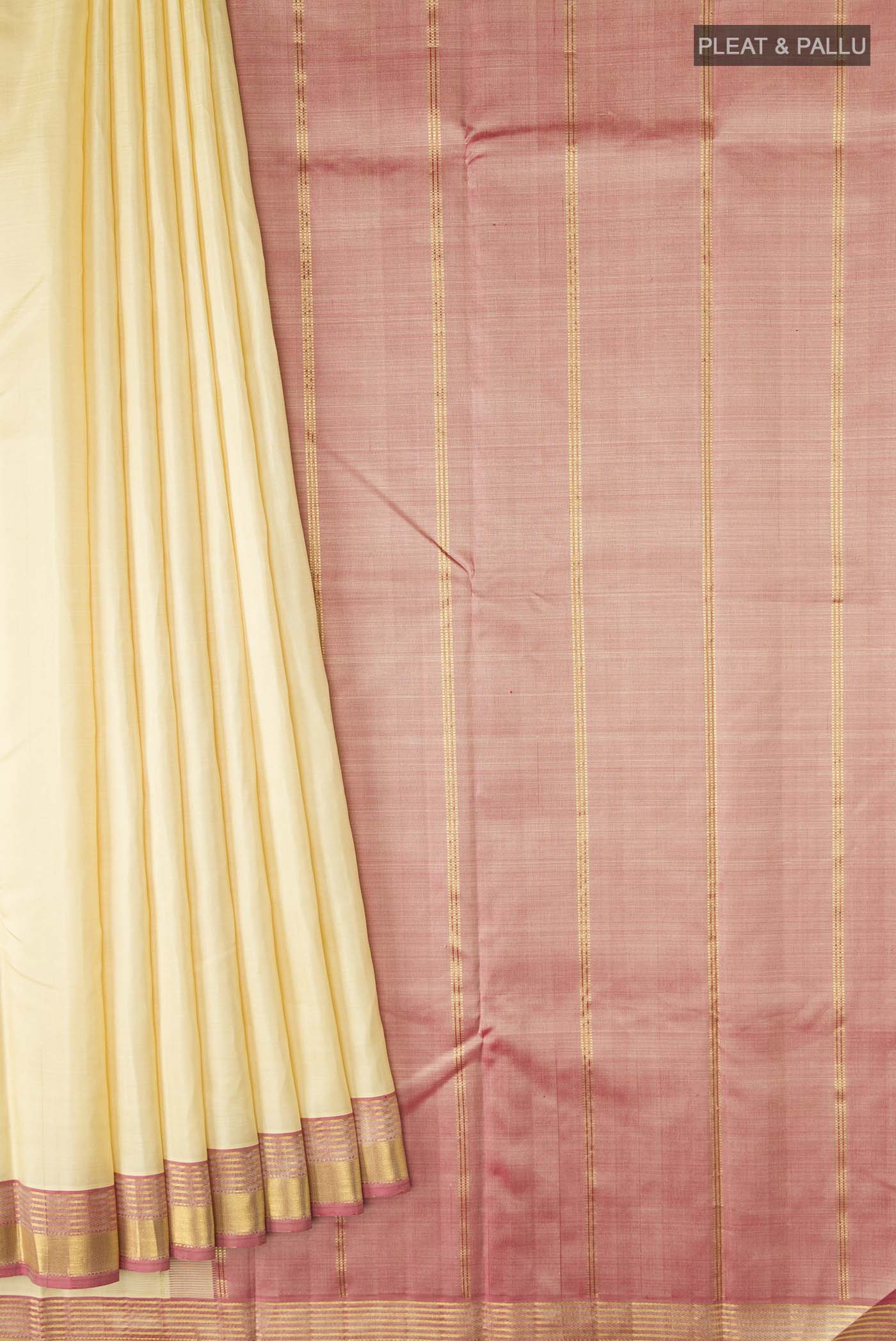 Cream Kanjivaram Silk Saree - Image 4