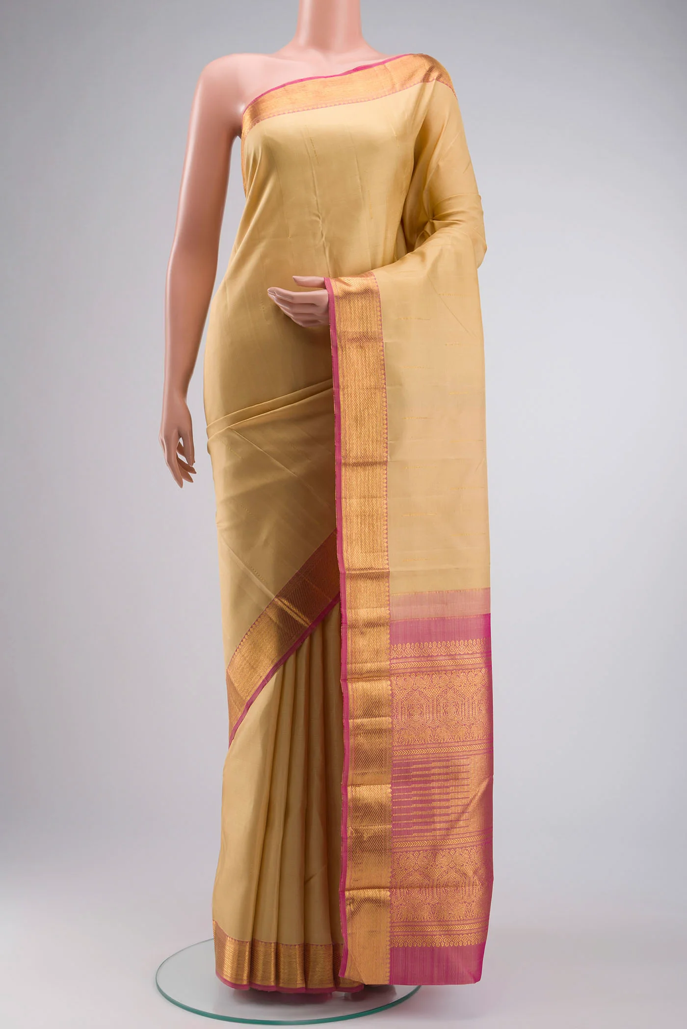 Cream Kanchipuram Silk Saree