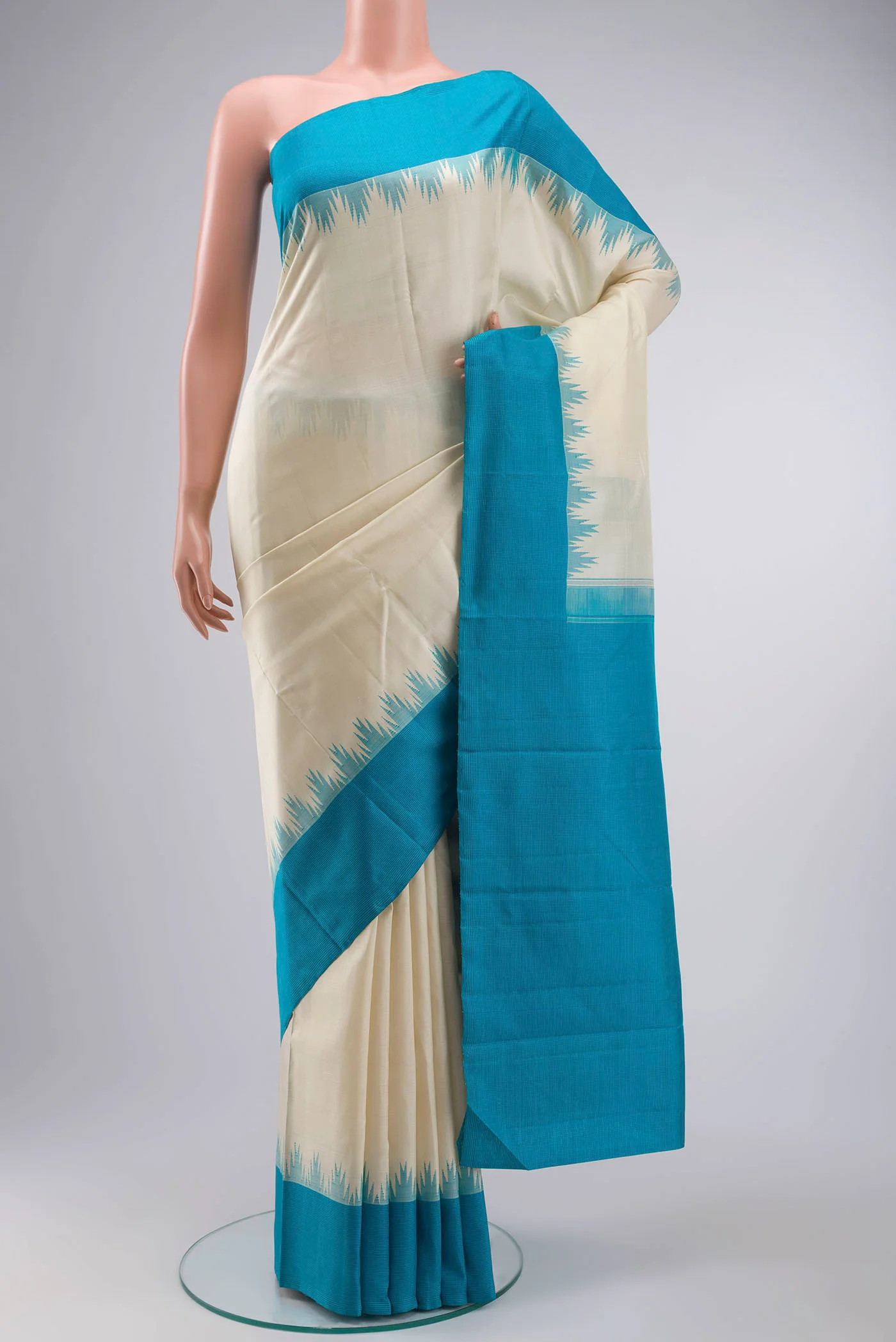 Cream Kanjivaram Silk Saree