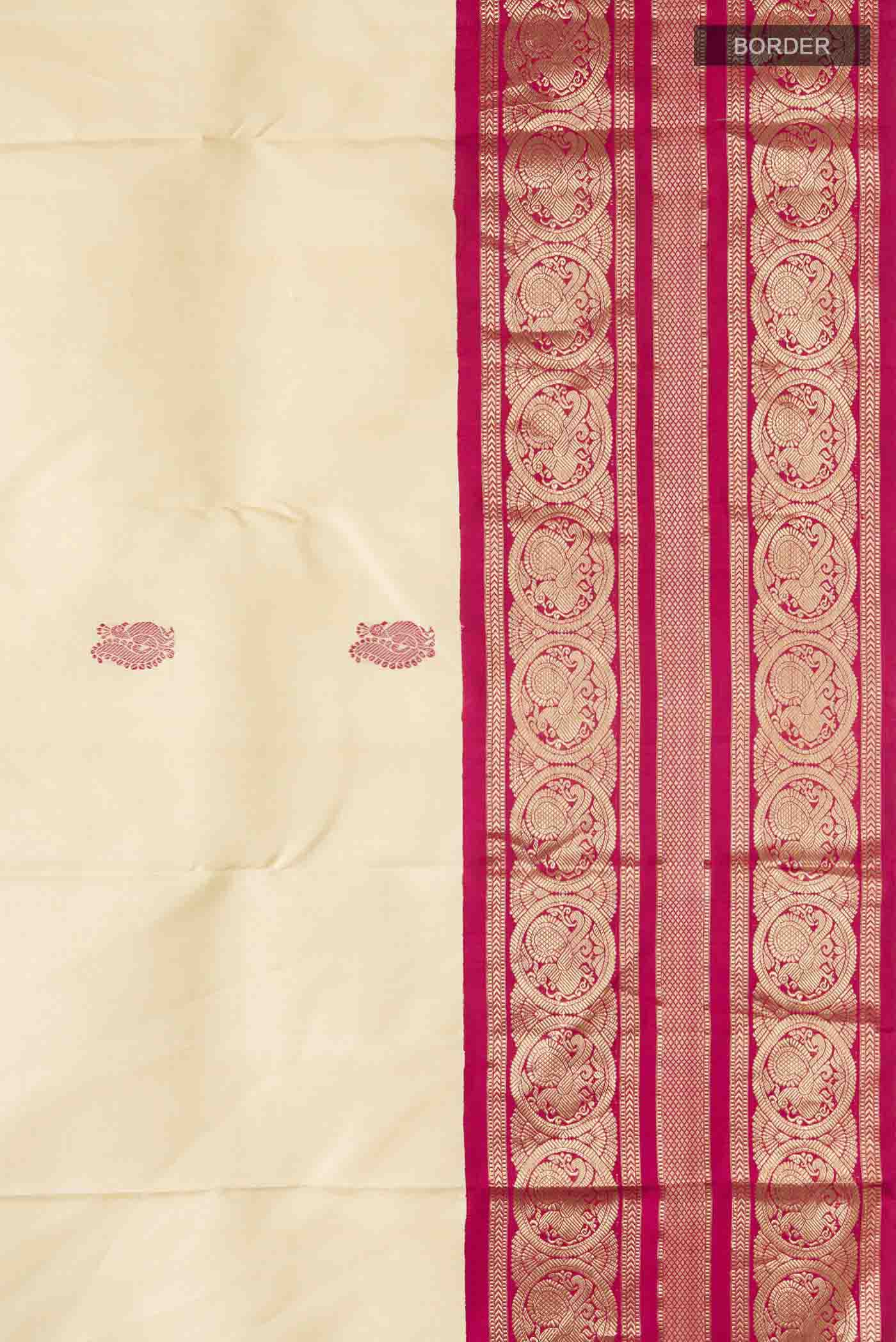 Cream Kanjivaram Silk Saree - Image 3