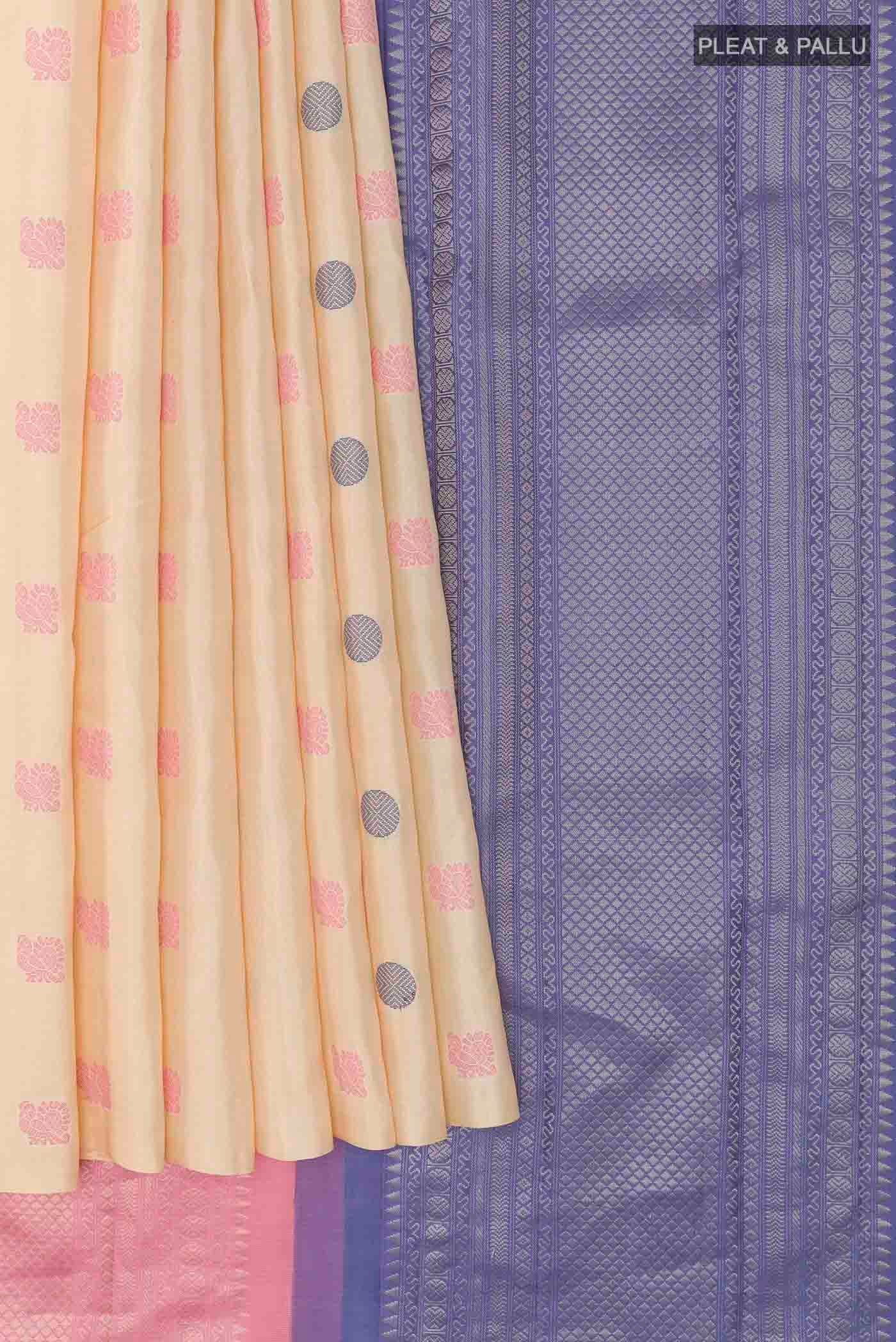 Cream Kanchipuram Silk Saree - Image 4