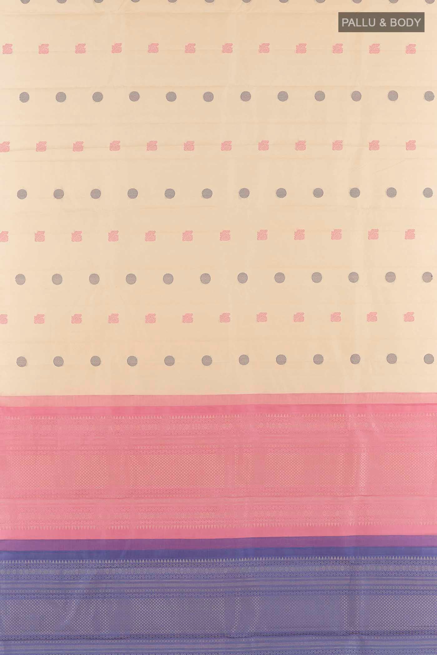 Cream Kanchipuram Silk Saree - Image 6