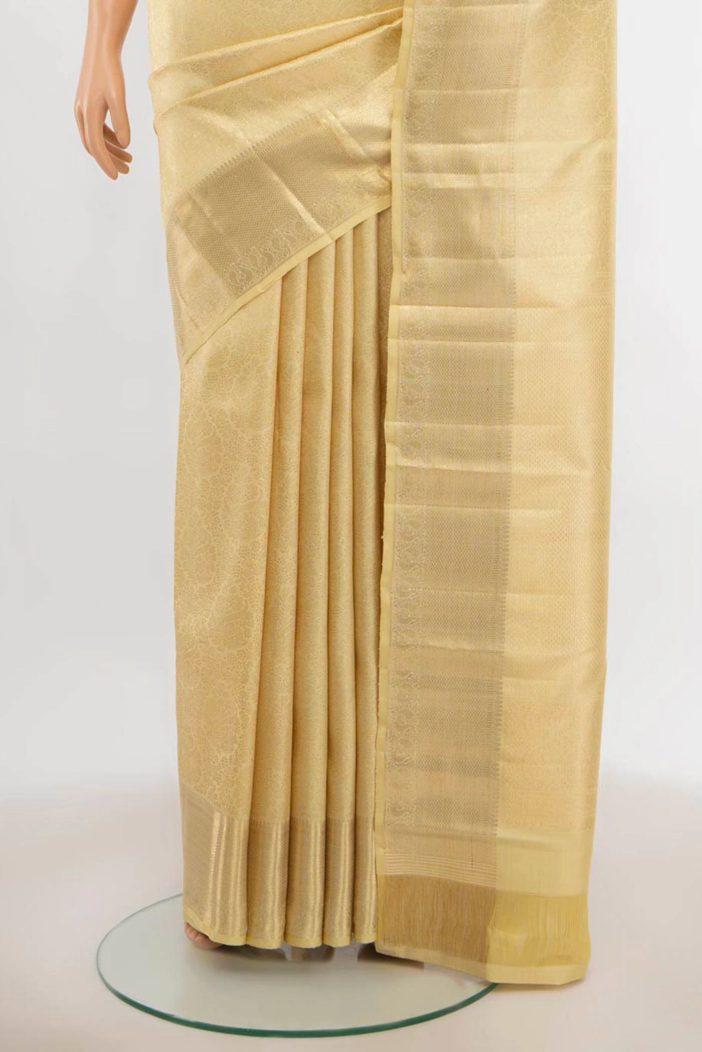 Cream Kanchipuram Silk Saree - Image 3