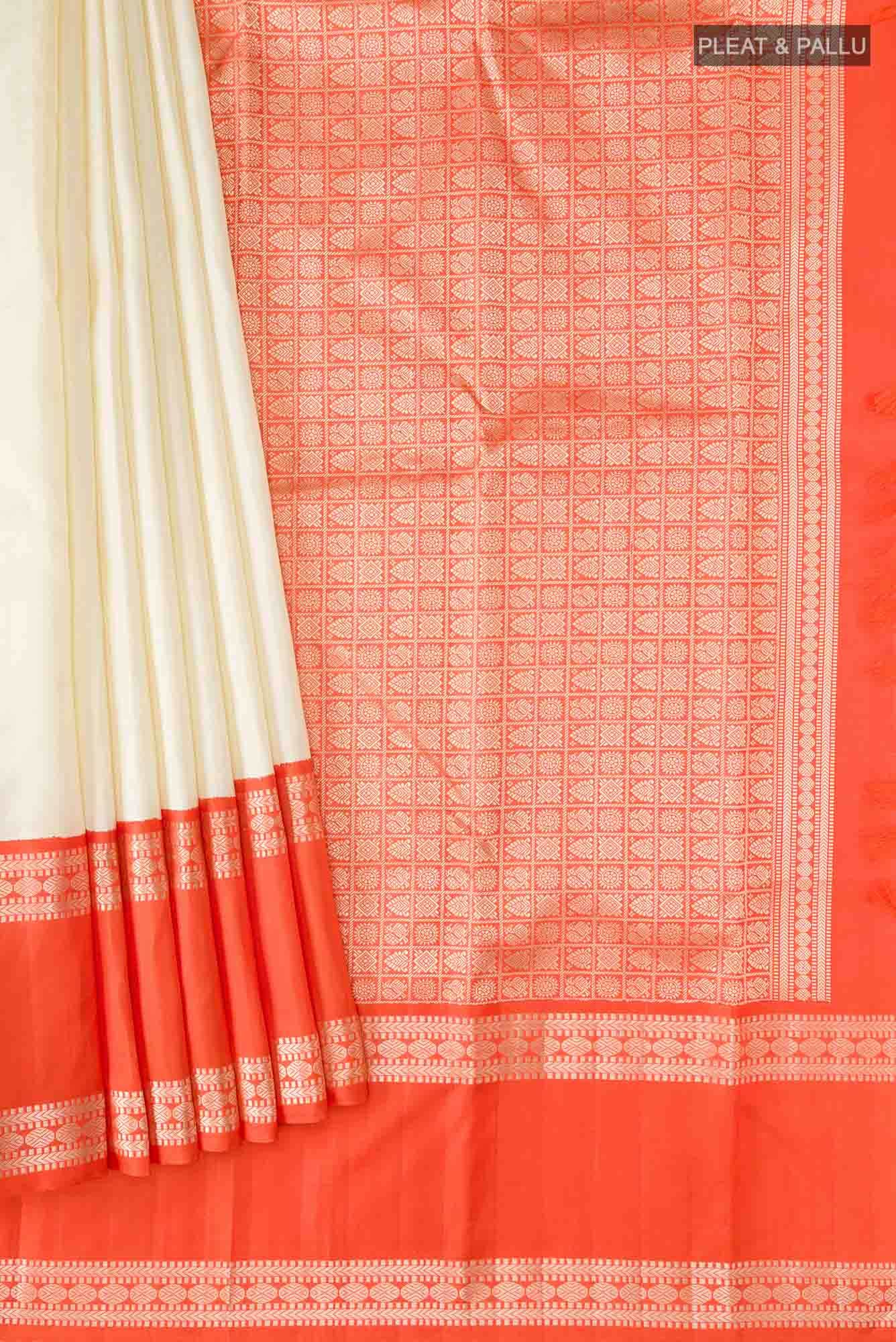 Cream Kanjivaram Silk Saree - Image 2