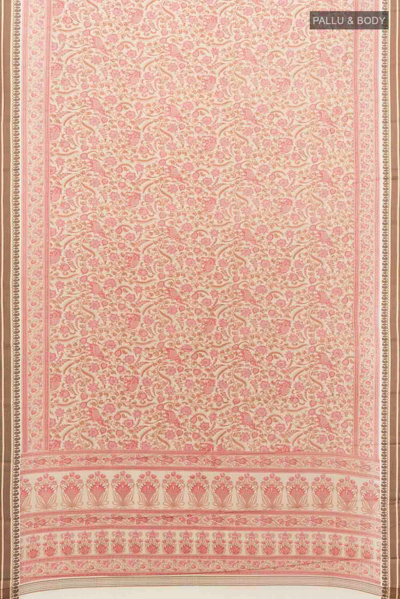 Cream Maheshwari Silk Saree - Image 5