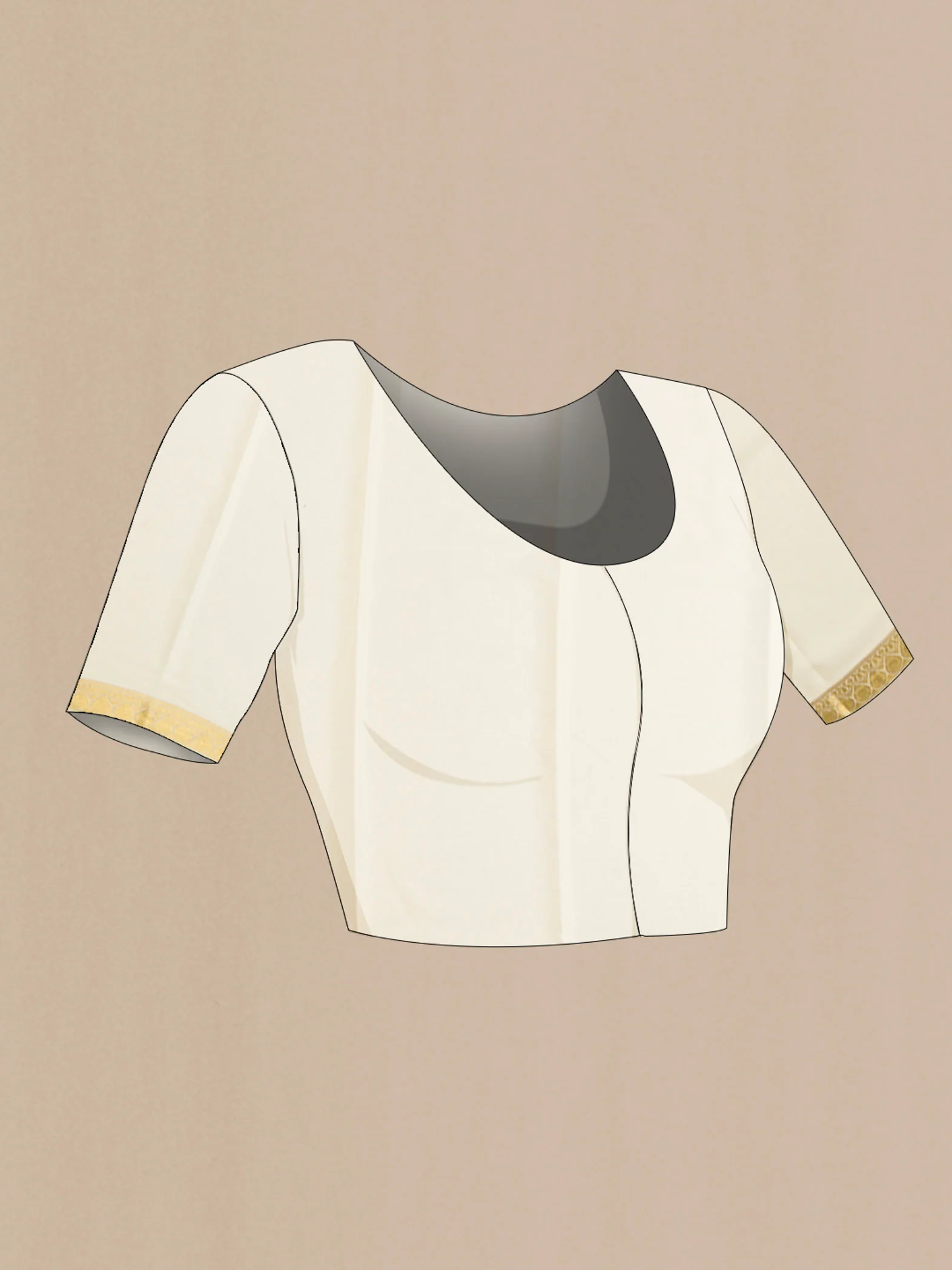 Cream Mysore Crepe Saree - Image 4
