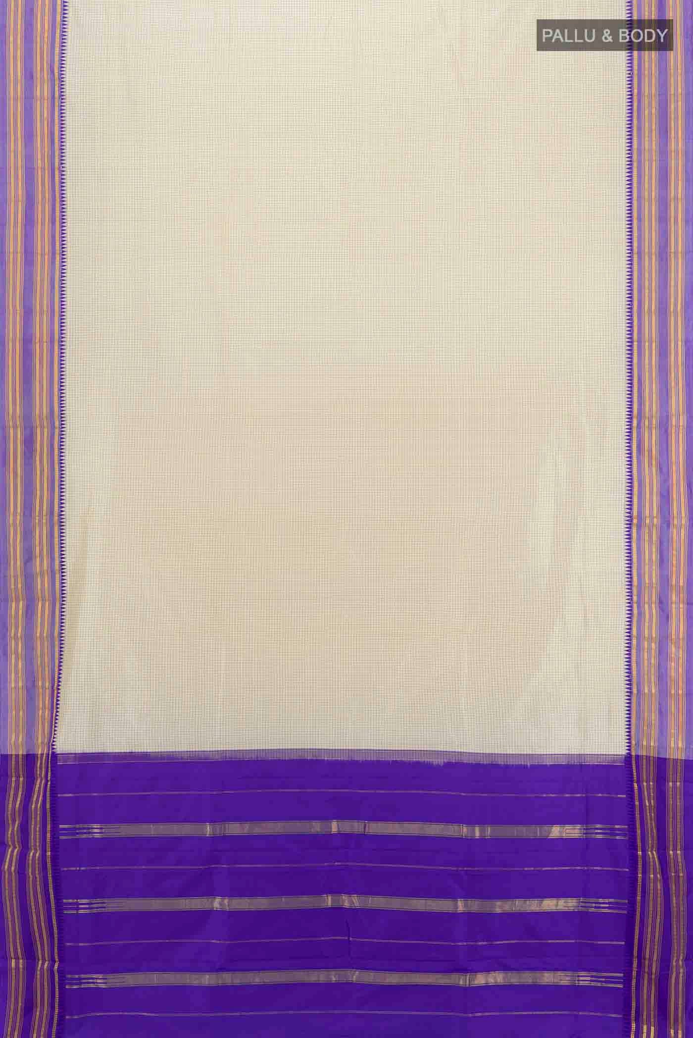 Cream Narayanpet Silk Saree - Image 5