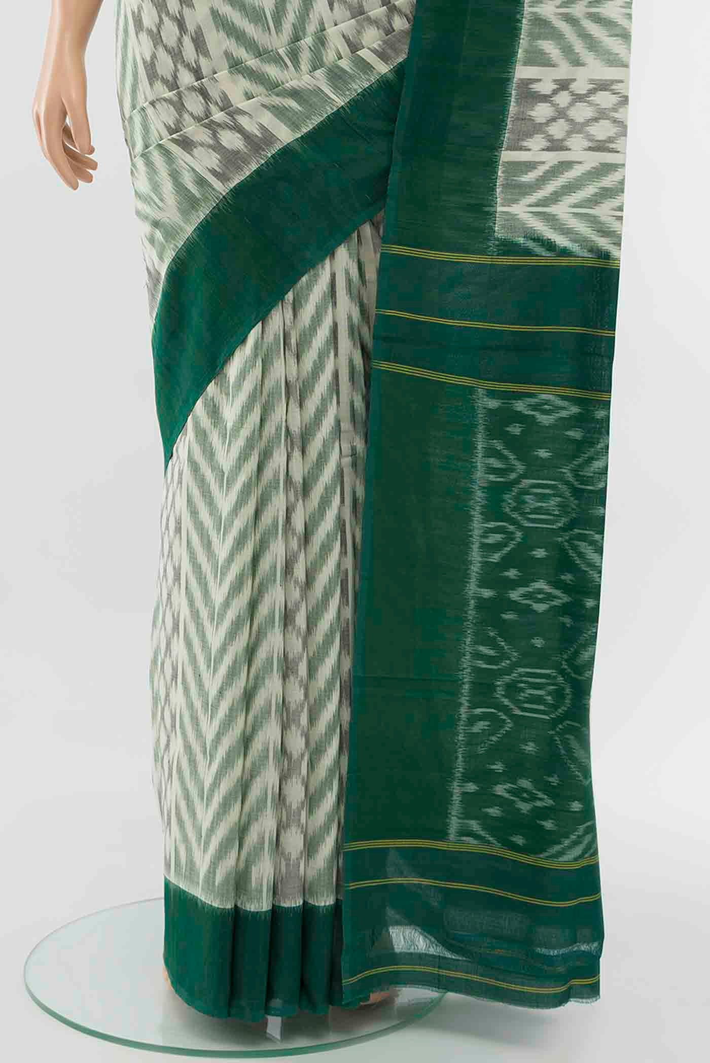 Cream Pochampally Cotton Saree - Image 3