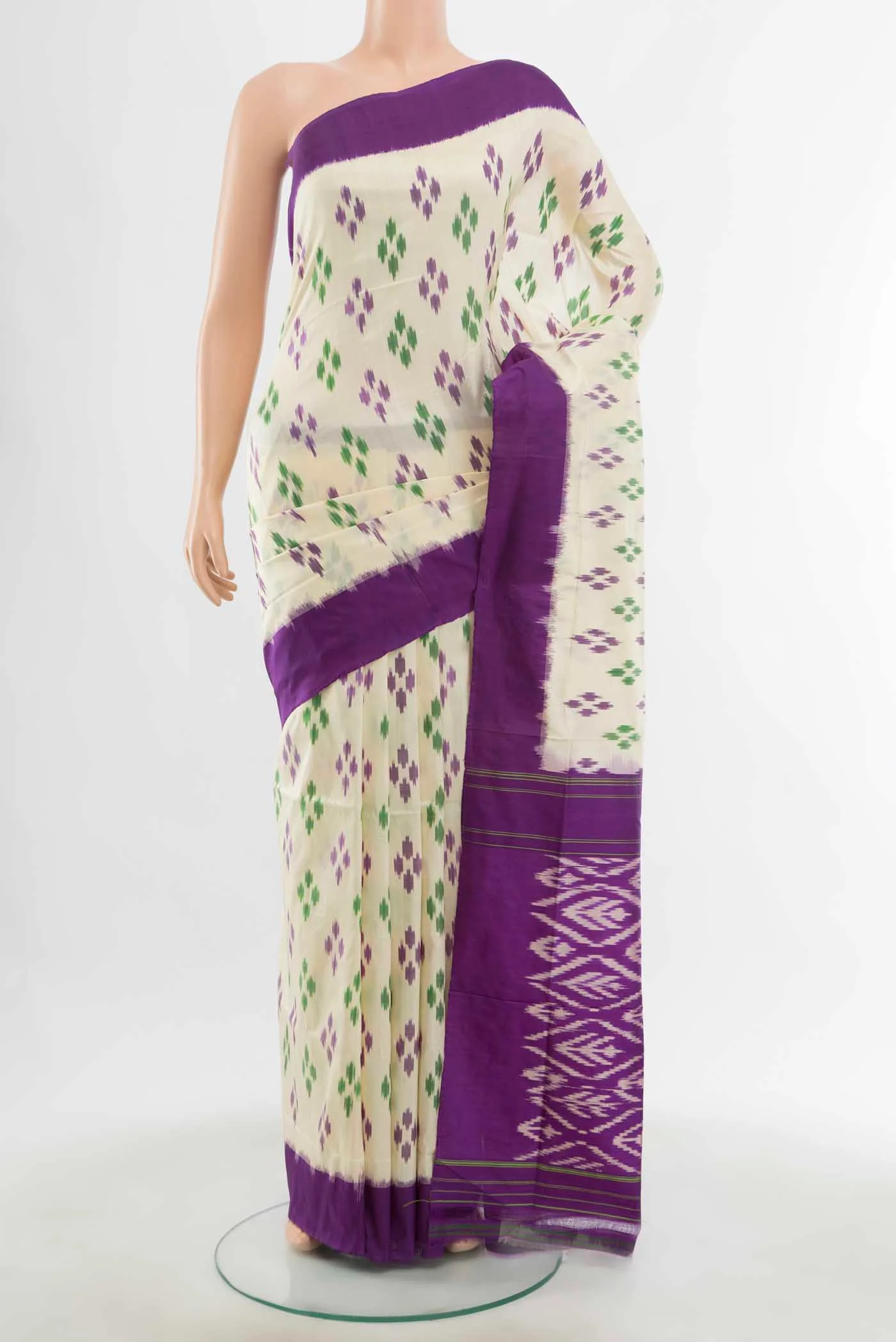 Cream Pochampally Saree